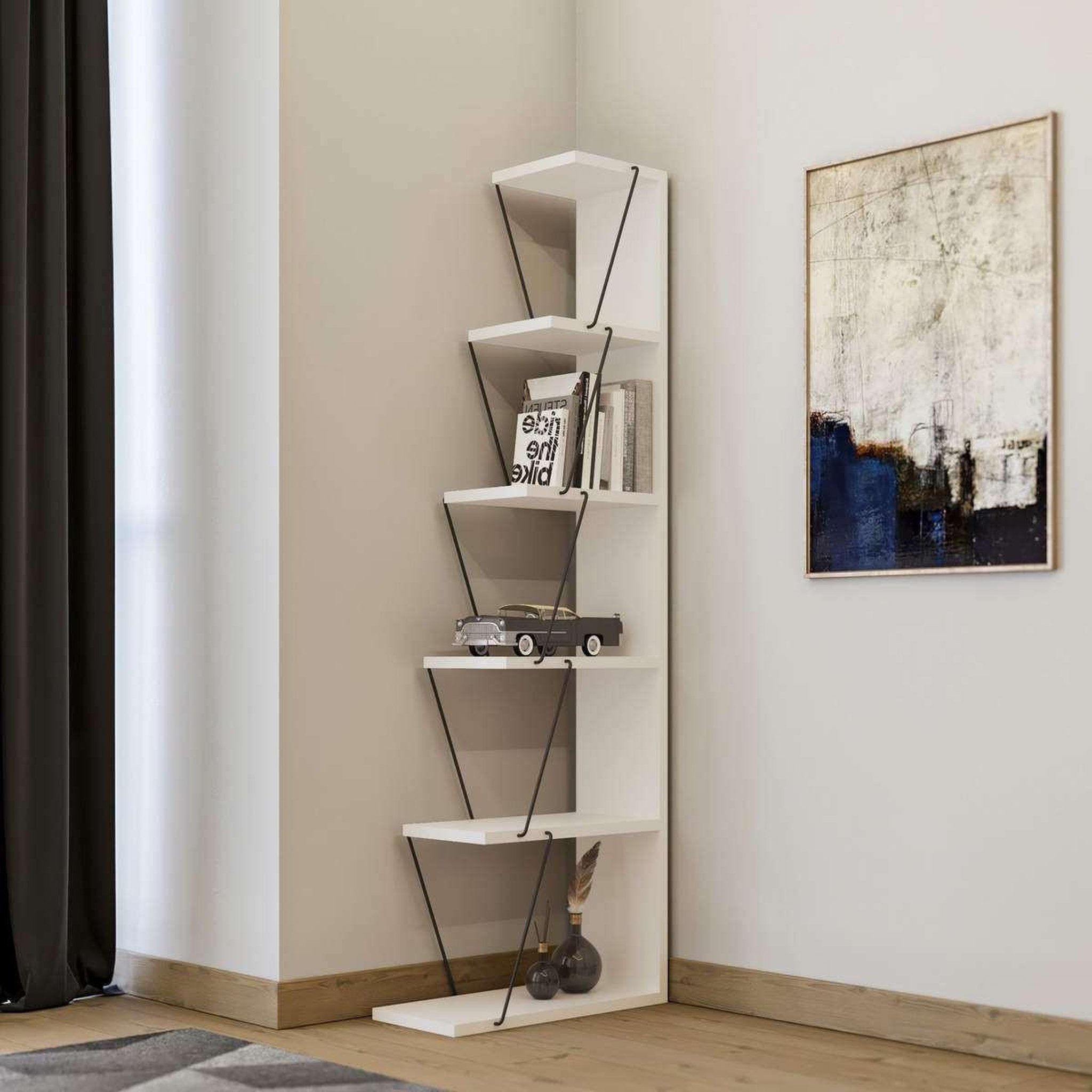 Voir la diapositive 2 : Habitat et Jardin Bibliothèque en bois  ayder  - 50 x 22 x 150 cm - blanc