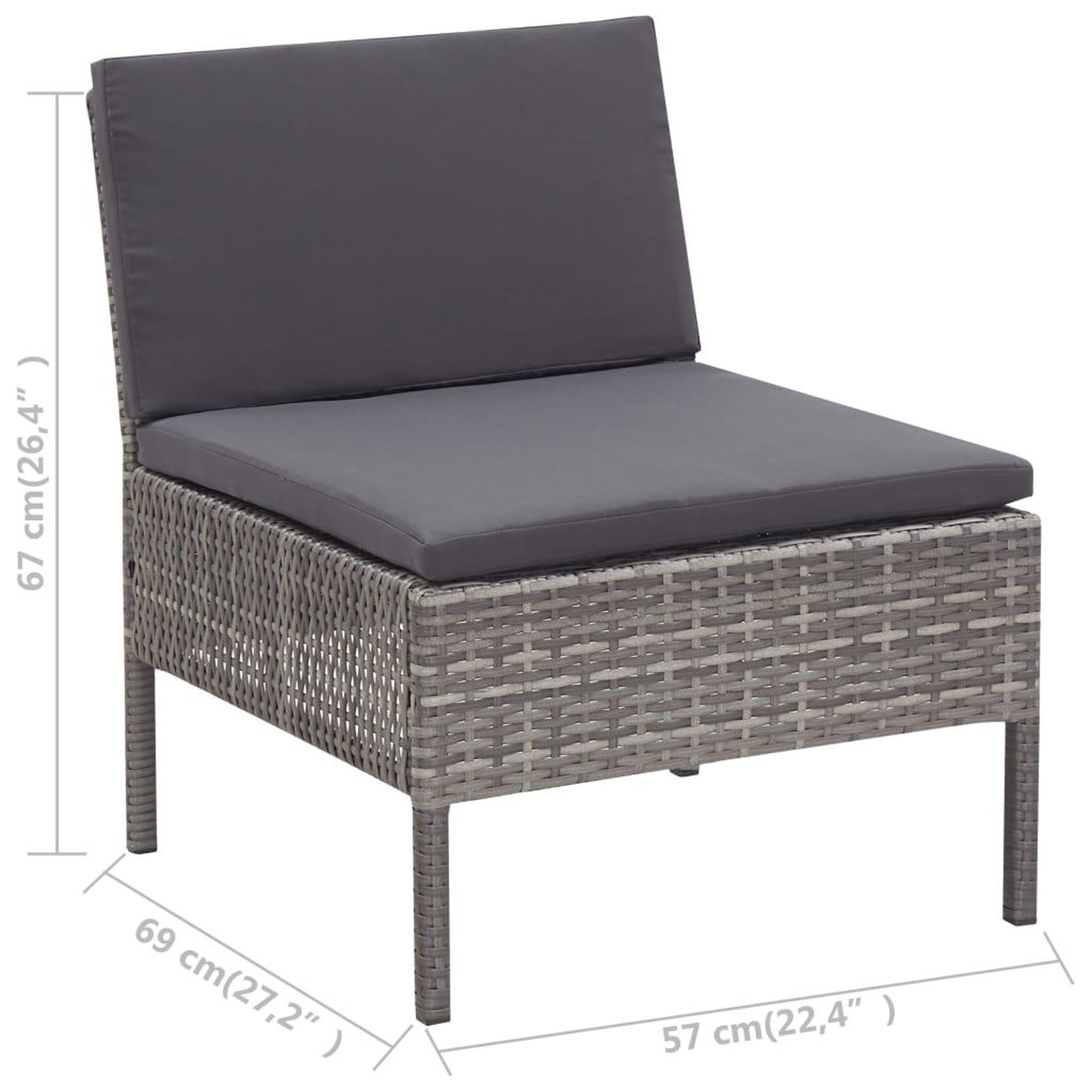 Voir la diapositive 6 : VIDAXL Salon de jardin 8 pcs avec coussins resine tressee gris