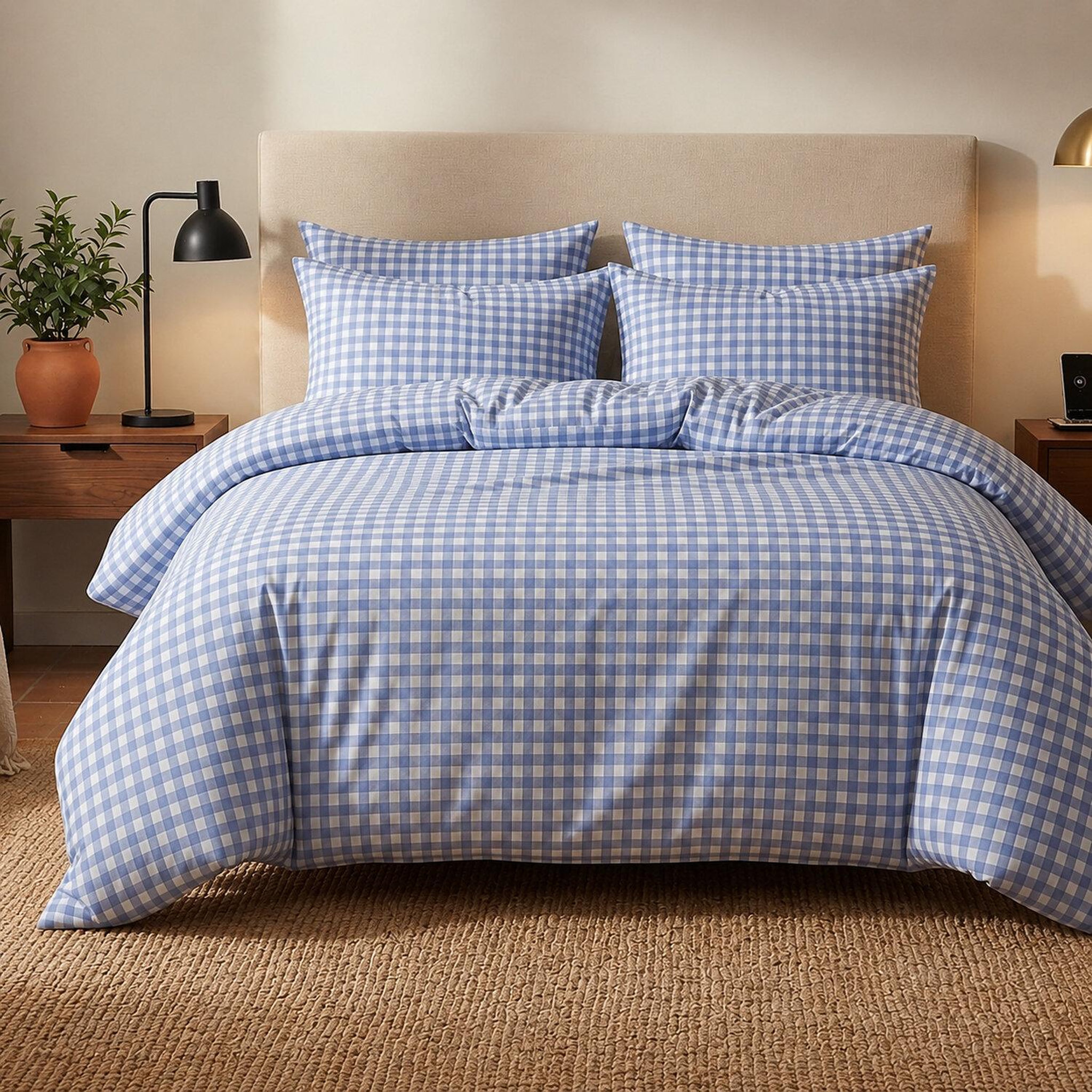 Voir la diapositive 1 : ATELIER DU COTON Parure housse de couette en coton 57 fils celestin