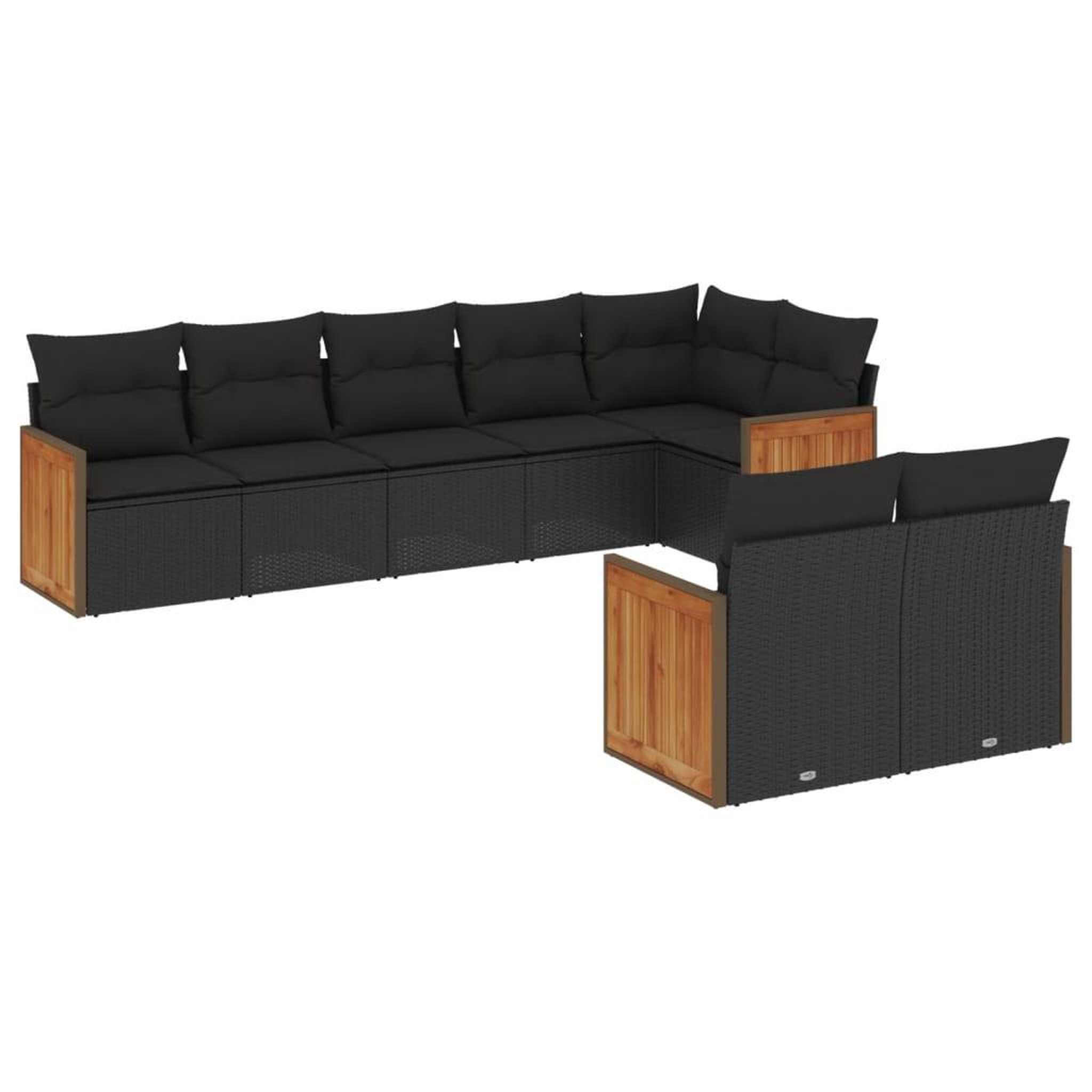 Voir la diapositive 2 : VIDAXL Salon de jardin 8 pcs avec coussins noir resine tressee