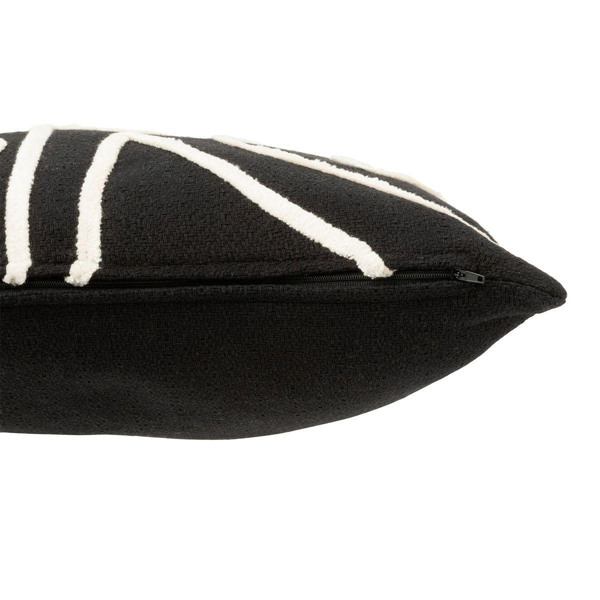Voir la diapositive 3 : J-LINE Coussin déco imprimé  ligne  43x43cm noir
