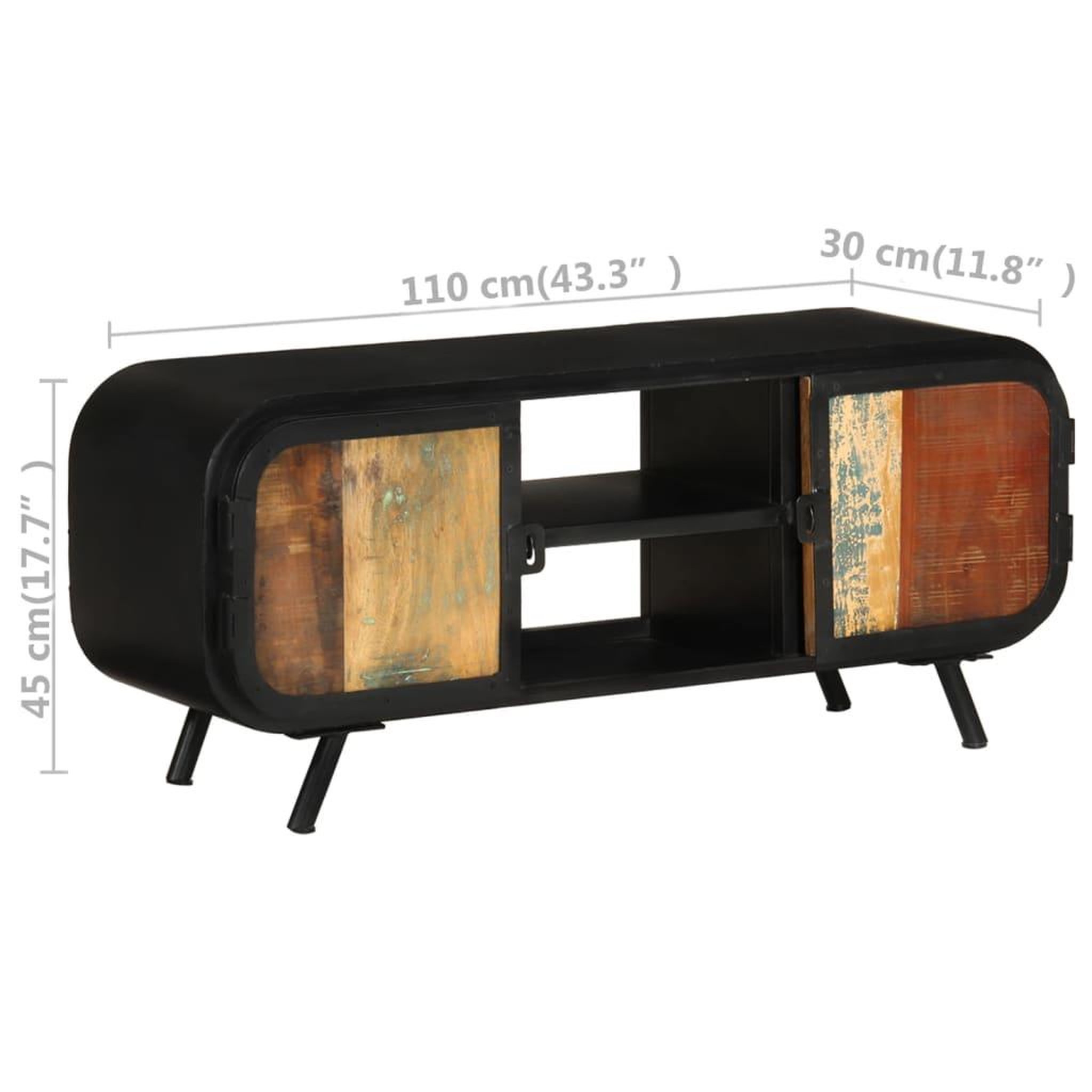 Voir la diapositive 6 : VIDAXL Meuble TV 110x30x45 cm Bois de recuperation massif