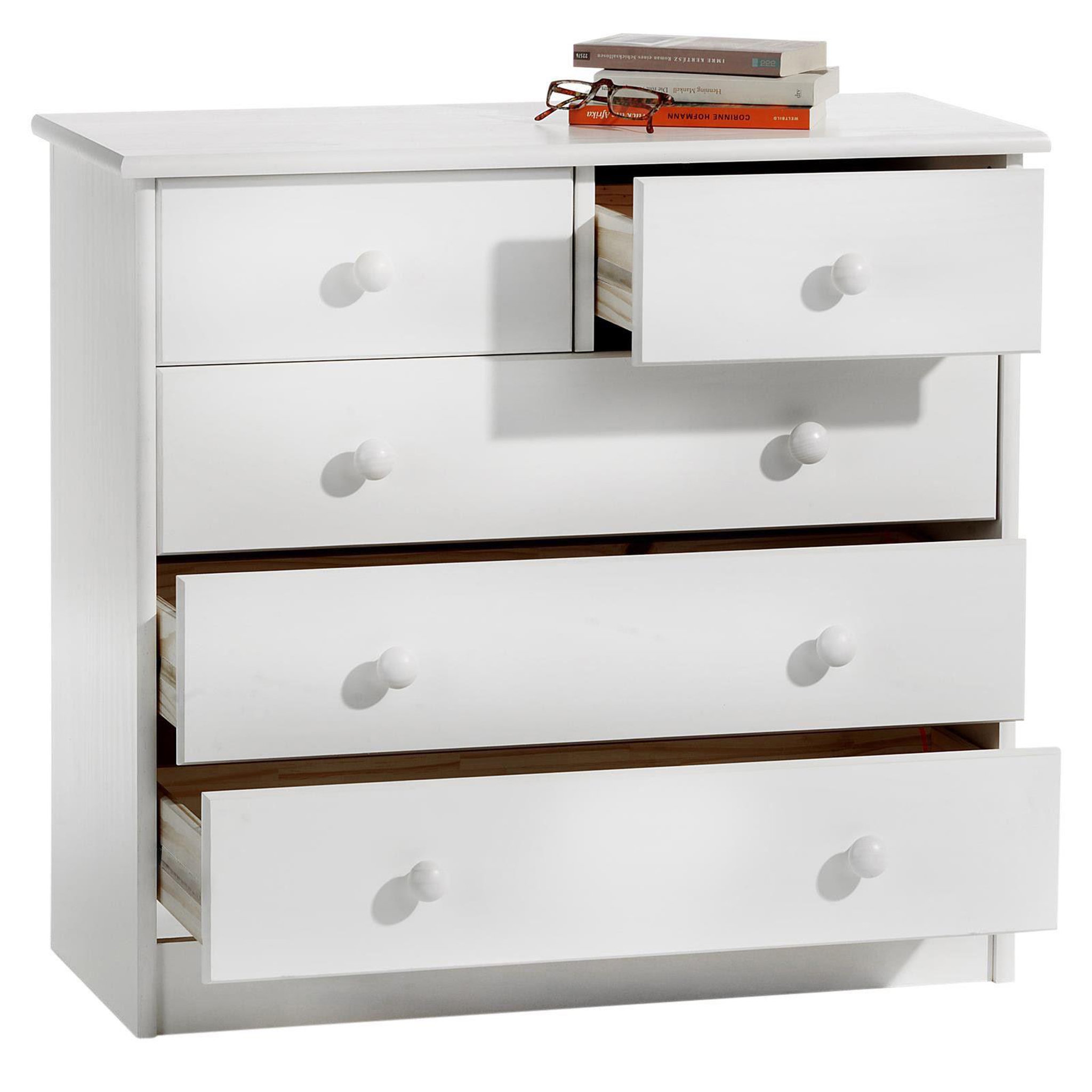 Voir la diapositive 2 : IDIMEX Commode en pin RONDO, 2+3 tiroirs