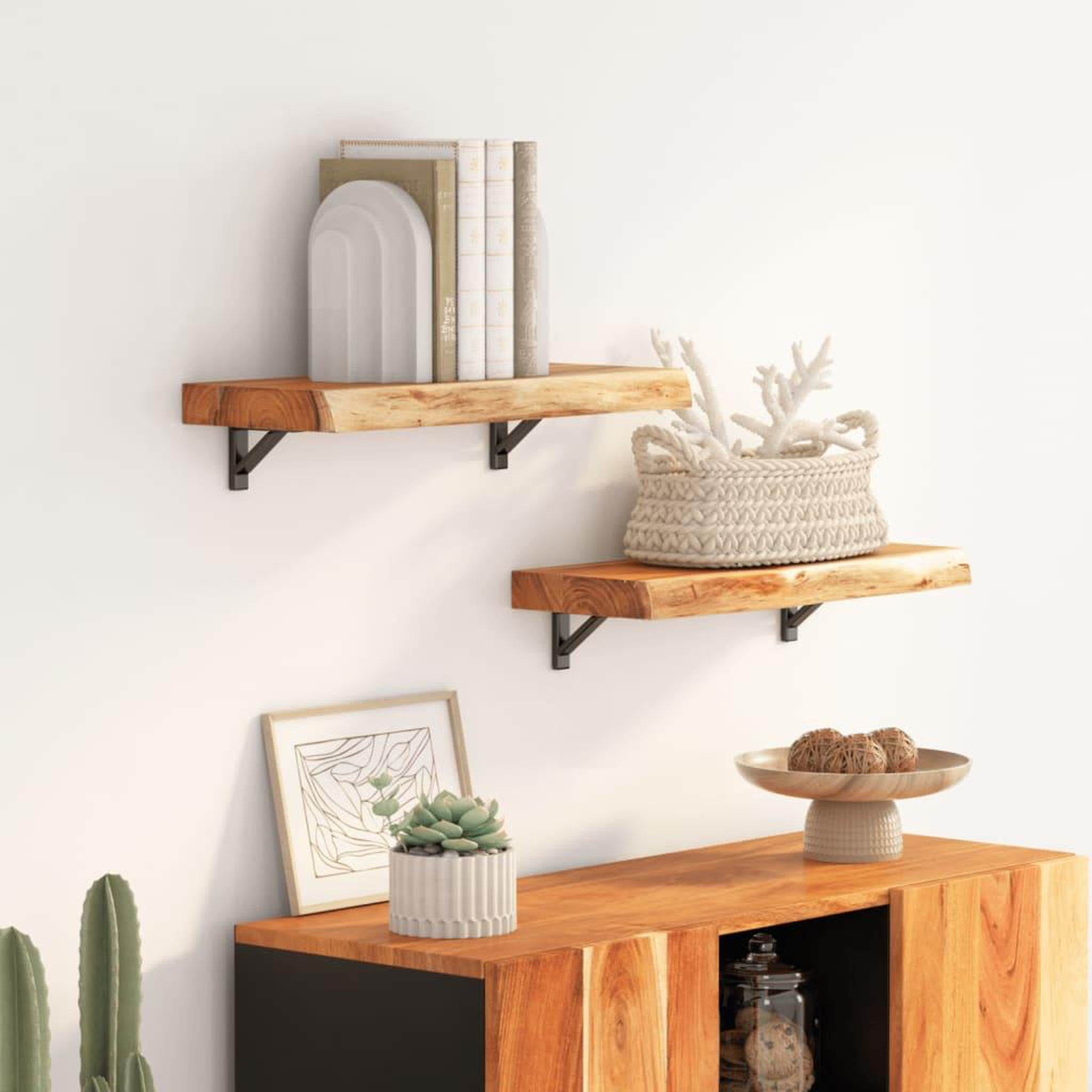 VIDAXL Etagere murale rectangulaire massif acacia bordure assortie