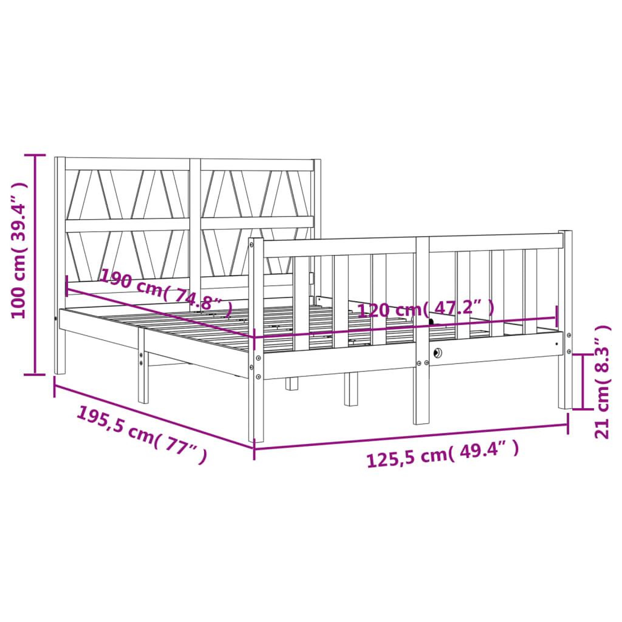 Voir la diapositive 6 : VIDAXL Cadre de lit sans matelas blanc bois de pin massif