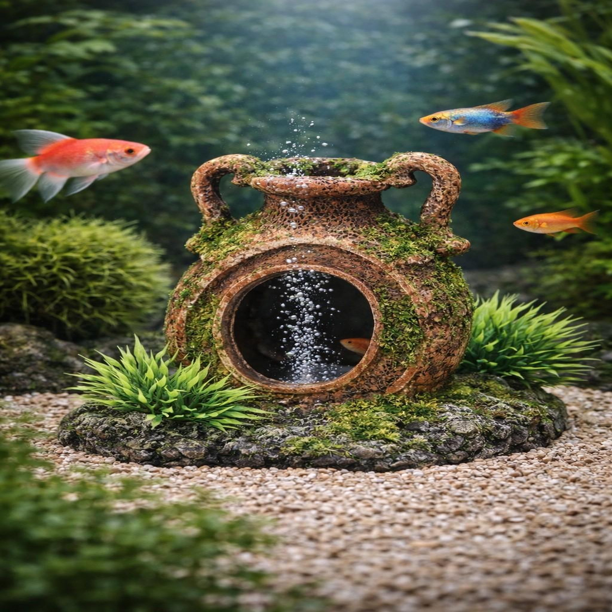 Voir la diapositive 2 : Eden Décoration aquarium amphore cachette poisson avec prise pompe a air