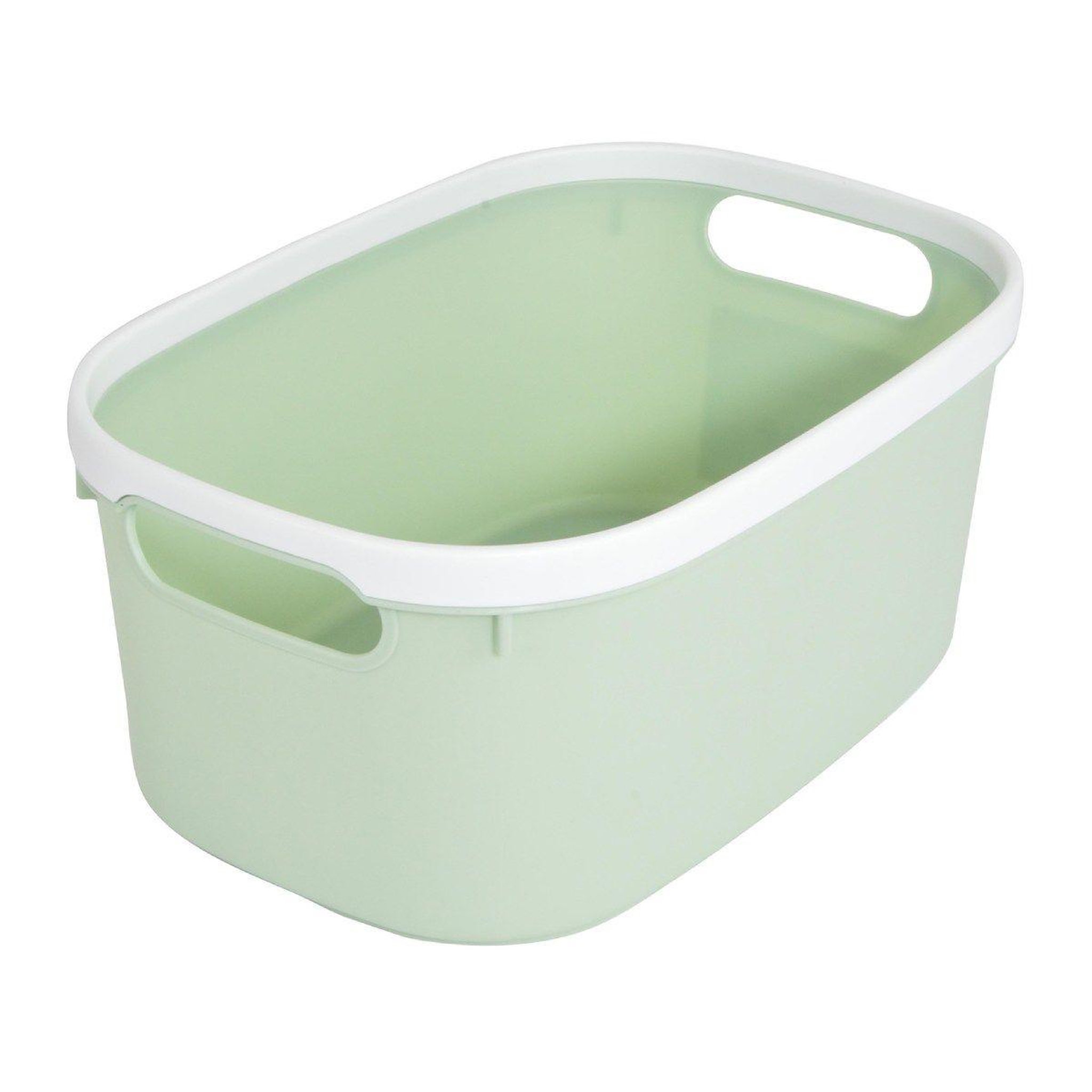 Voir la diapositive 1 : HOMEA Panière de rangement bicolore  poignées  30cm sauge