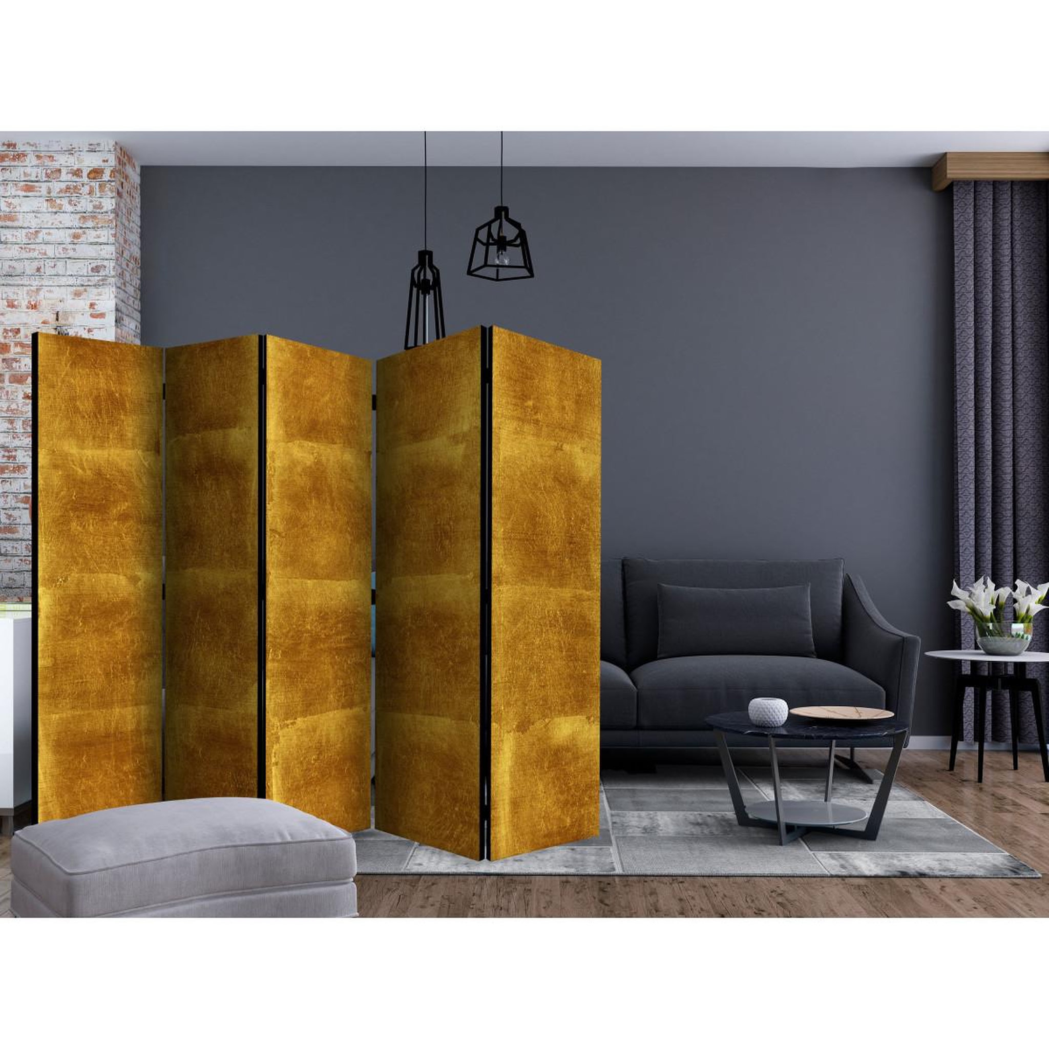 Voir la diapositive 2 : Paris Prix Paravent 5 volets  golden cage  172x225cm