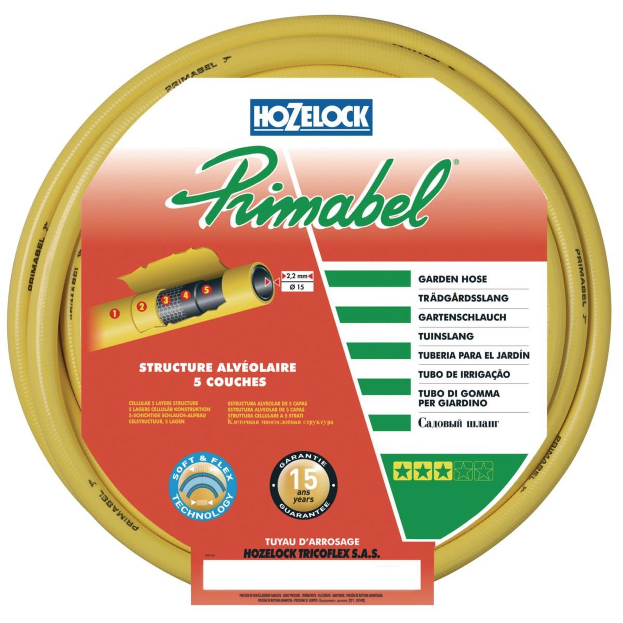 TRICOFLEX Tuyau d'arrosage souple multicouche d19 mm x 50 m - jaune - 194255