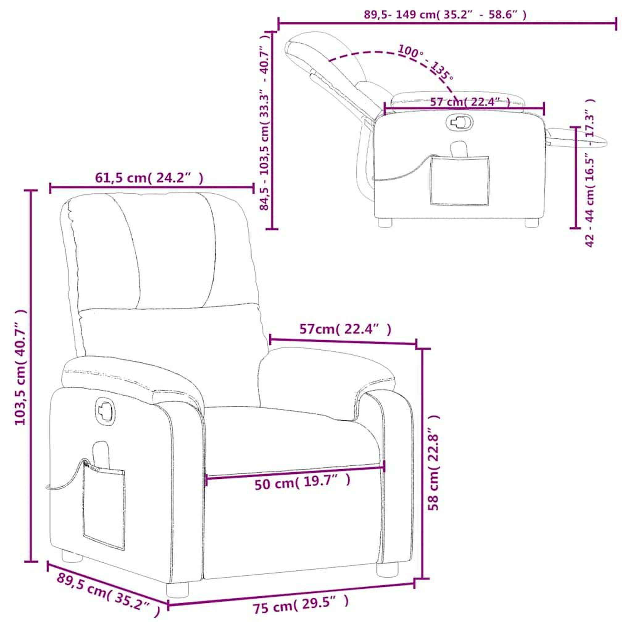 Voir la diapositive 6 : VIDAXL Fauteuil inclinable de massage gris fonce tissu microfibre