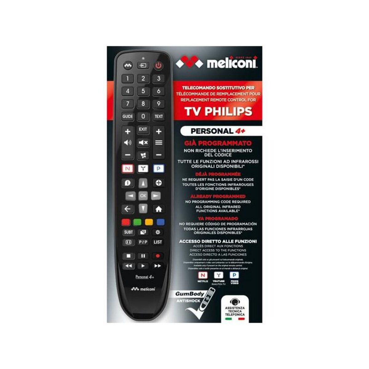 Meliconi TELECOMMANDES GAMME GUMBODY PAR MARQUE PHILIPS MELICONI - PERSONAL4+