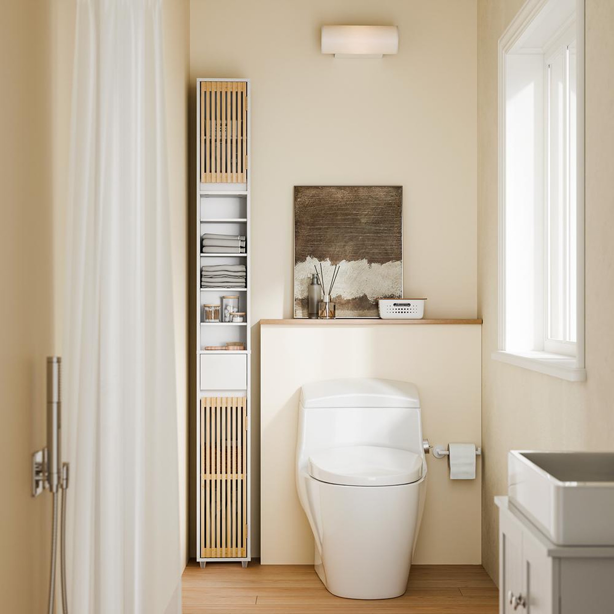 Voir la diapositive 2 : SOBUY SoBuy - Colonne De Salle De Bain à un tiroir - Moderne - BZR34