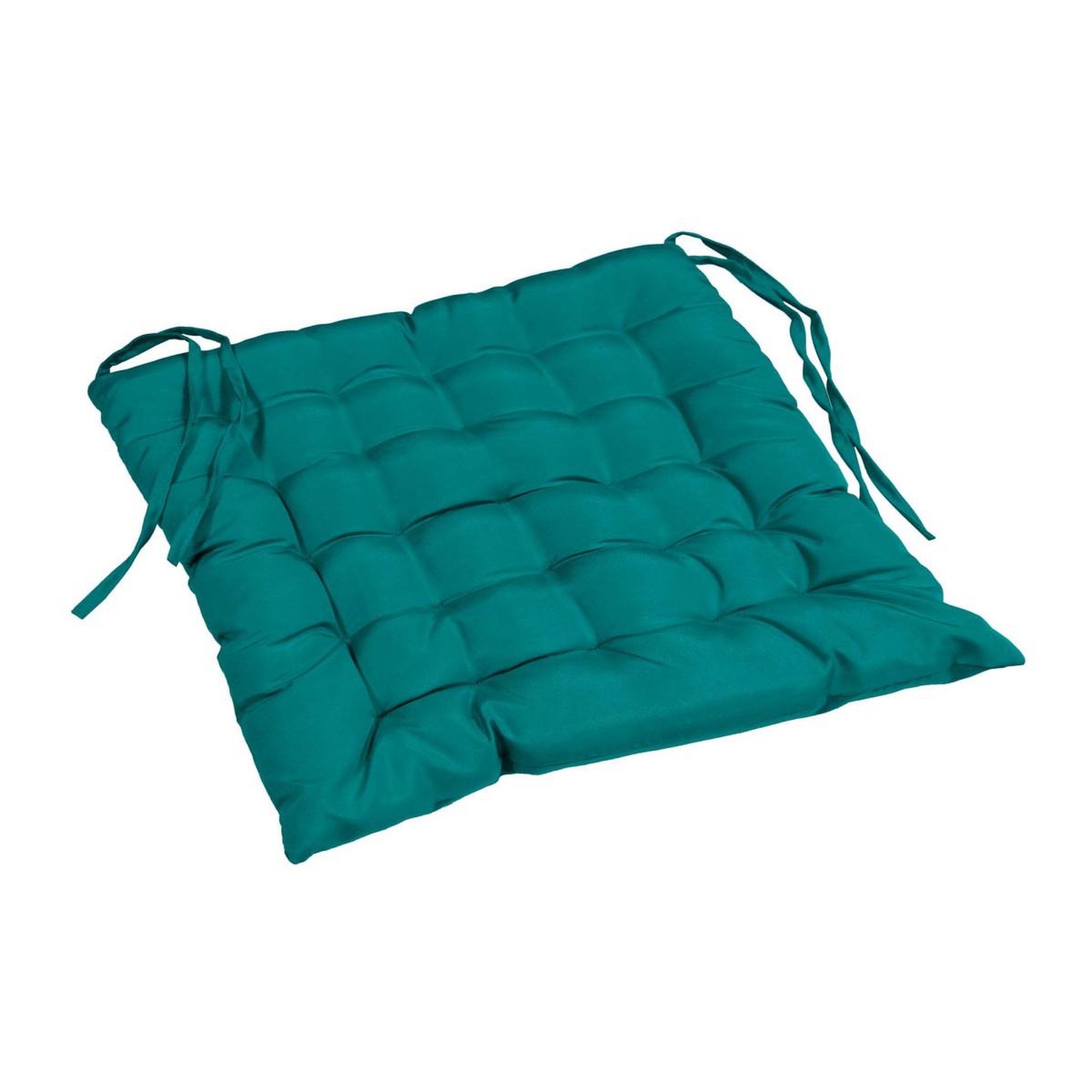 Voir la diapositive 2 : Douceur d'Intérieur Galette de chaise matelassée  essentiel  40x40cm bleu paon