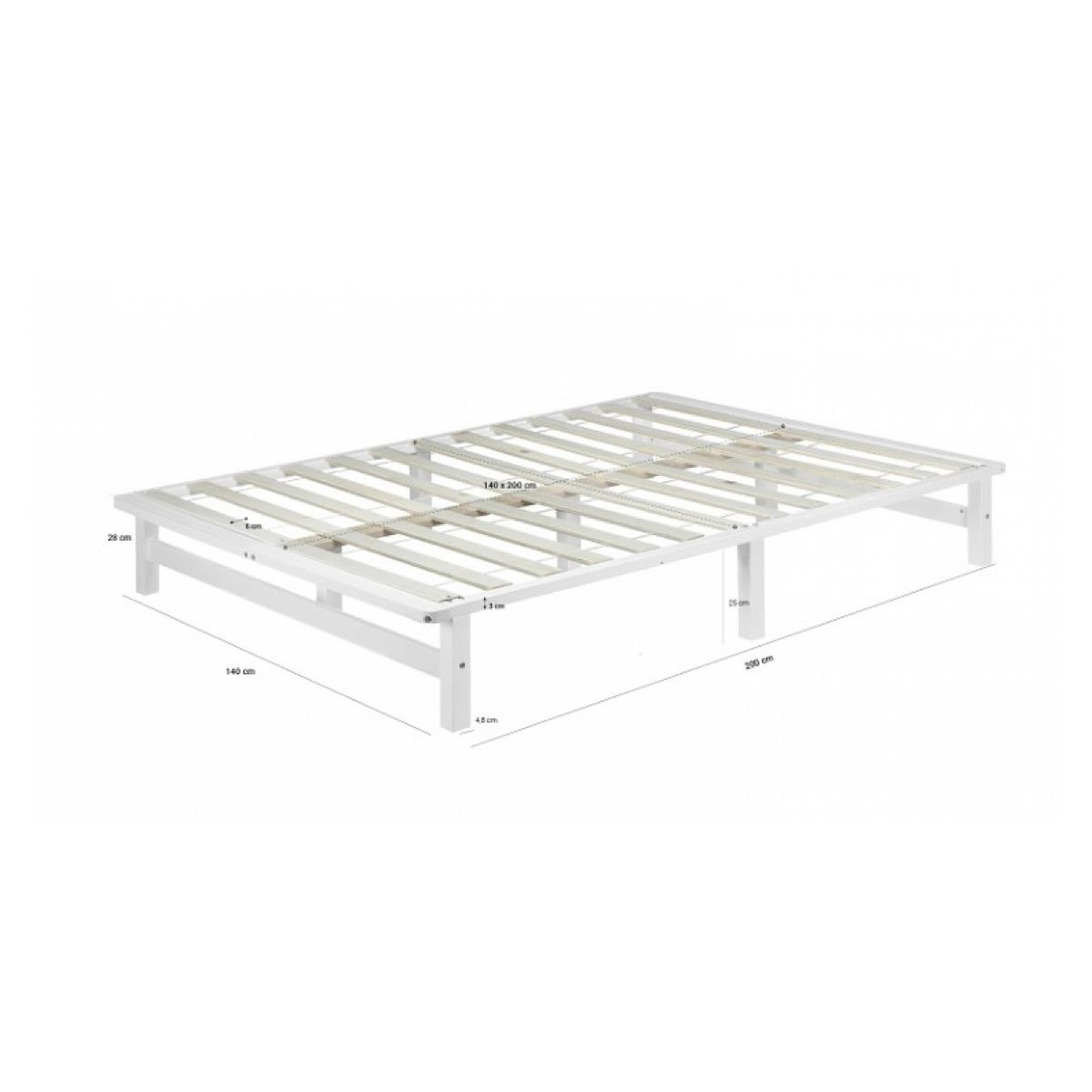 Voir la diapositive 3 : HomeStyle4U Lit palette bois 140x200cm blanc