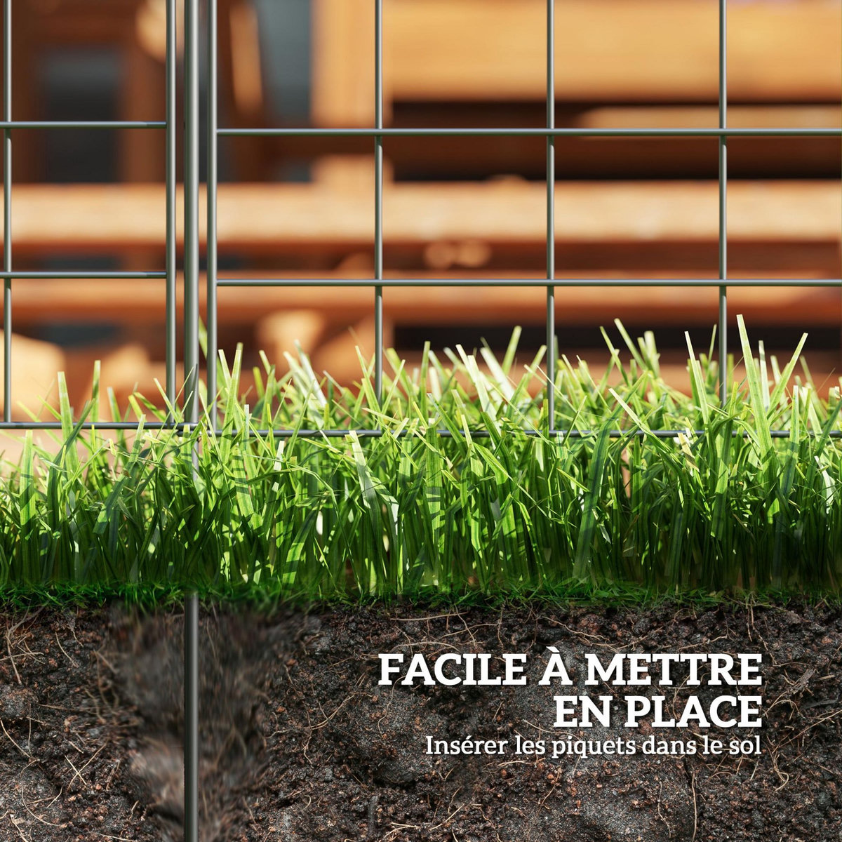 OUTSUNNY Lot de 6 panneaux de clôture de jardin dim. totales 4,60L x 0,97H m acier thermolaqué noir