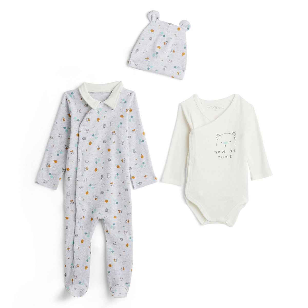 IN EXTENSO Dors bien de naissance avec col + bonnet + body bébé garçon