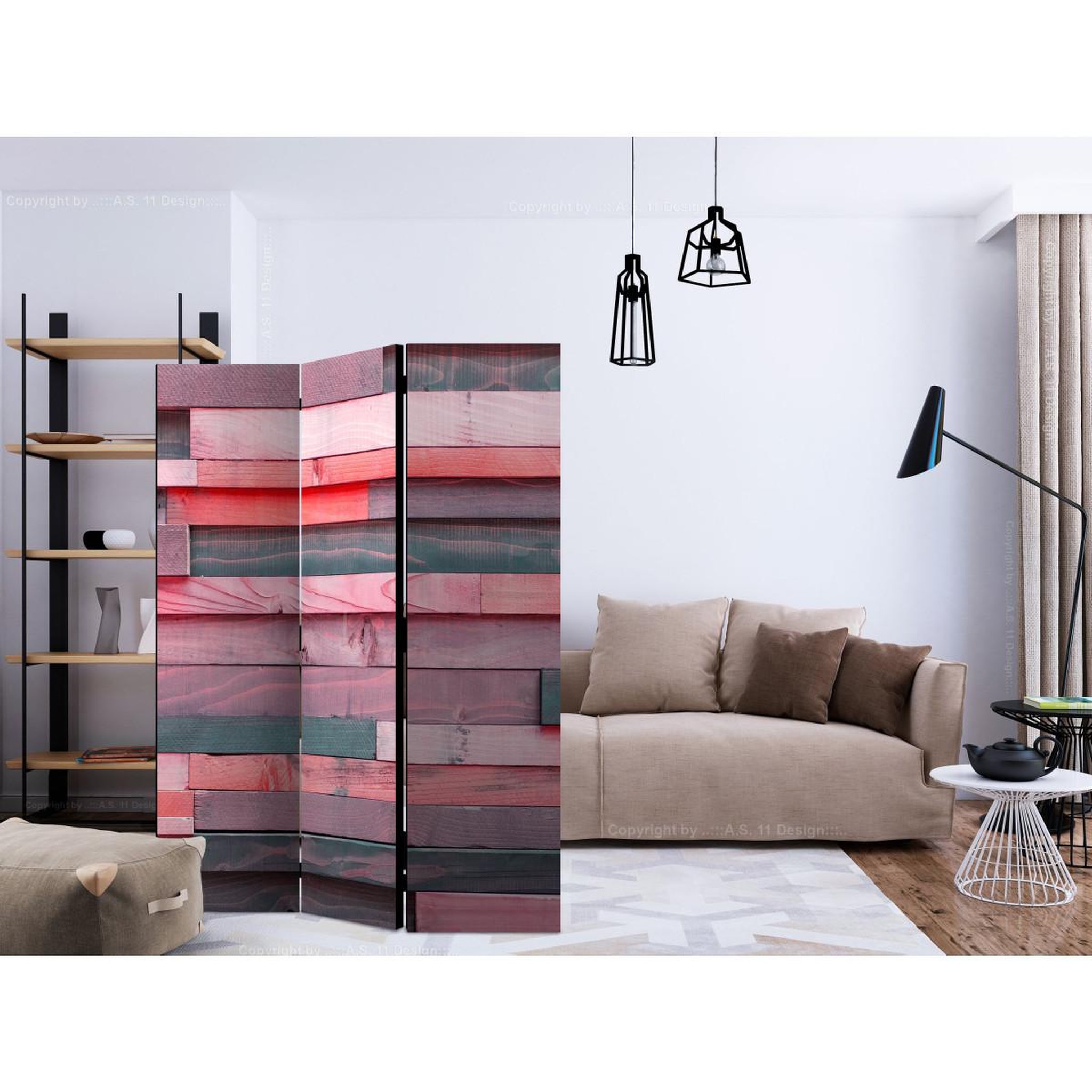 Voir la diapositive 2 : Paris Prix Paravent 3 volets  pink manor  135x172cm