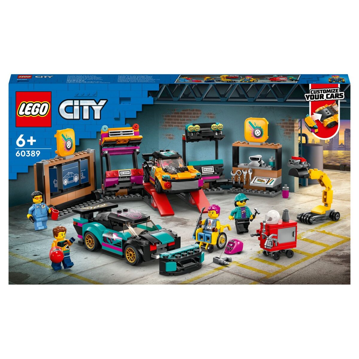 LEGO City 60389 Le garage de customisation Jouet avec 2 Voitures