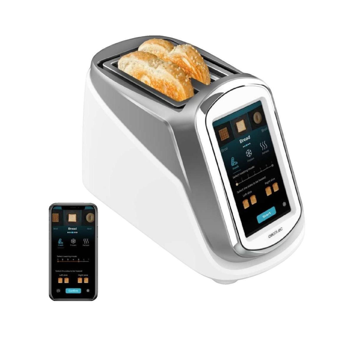 CECOTEC Grille-pain Cecotec Toastpad Double 1400W avec Écran LCD, 7 Niveaux de Grillade, 2 Fentes, 4 Panneaux Chauffants