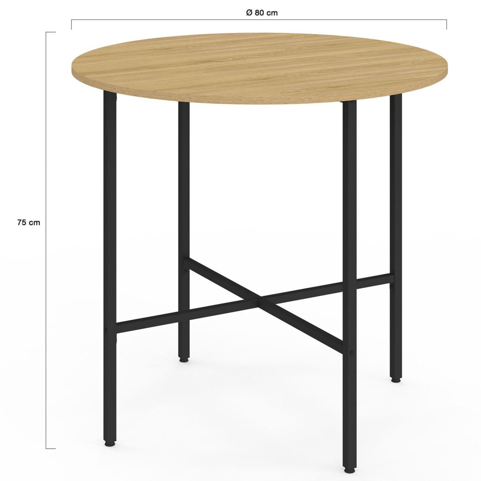 Voir la diapositive 4 : ID MARKET Table à manger fixe ronde detroit 4 personnes design industriel 80 cm