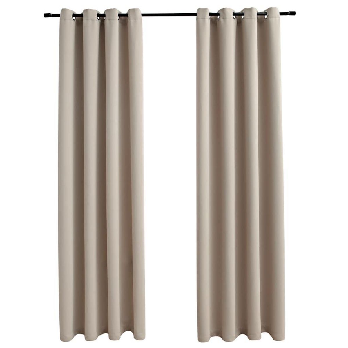 VIDAXL Rideaux occultants avec anneaux en metal 2 pcs Beige 140x225 cm
