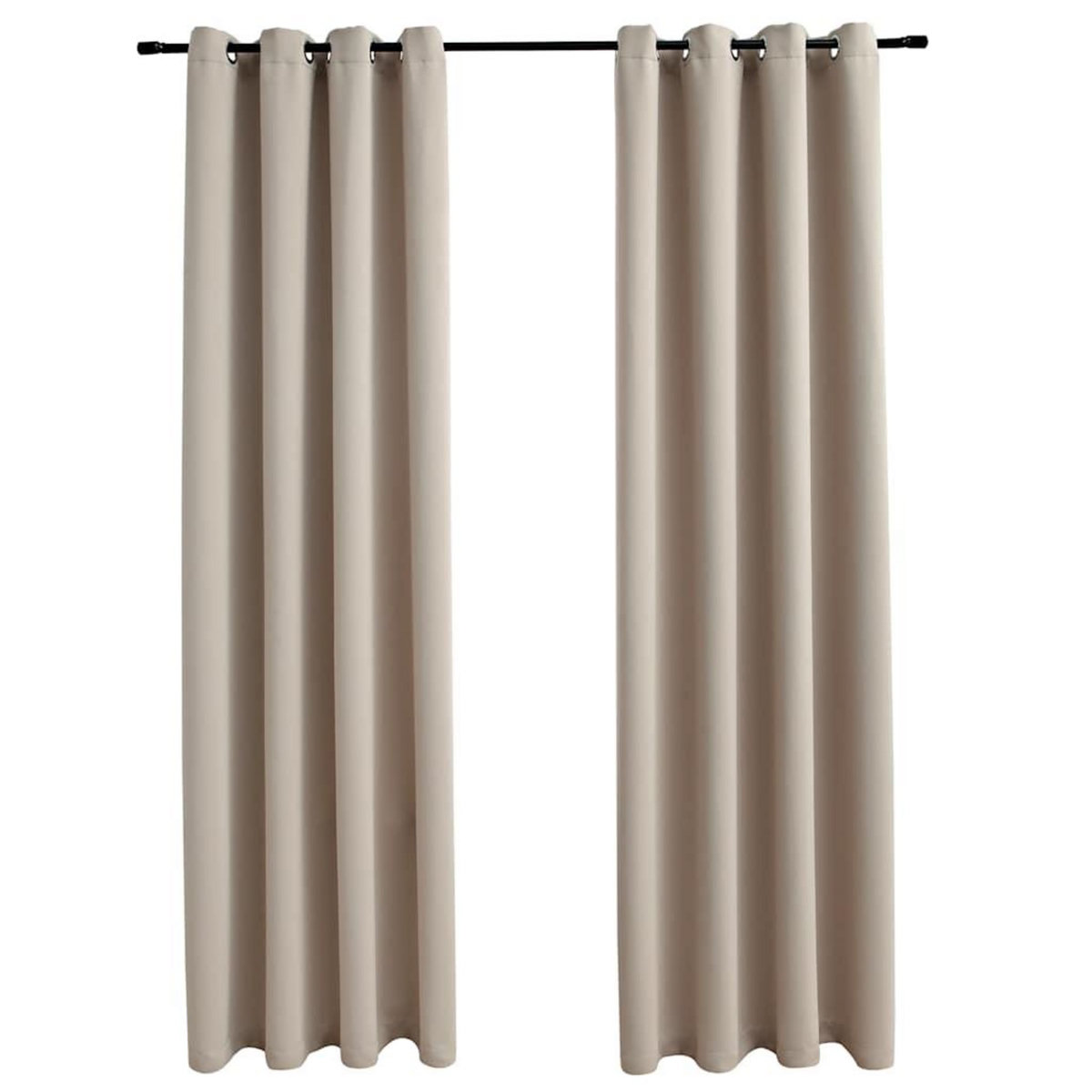VIDAXL Rideaux occultants avec anneaux en metal 2 pcs Beige 140x225 cm