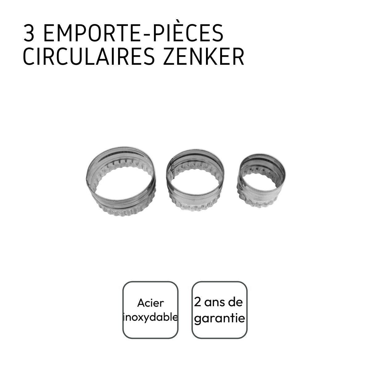 ZENKER Lot de 3 emporte-pièces ronds et cannelés Zenker Emporte-pièces