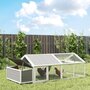 Voir la diapositive 2 : PAWHUT Poulailler espace couvert pondoir 2 zones - porte, toit ouvrant - 2,4 x 1,12 x 0,76 m - bois gris blanc