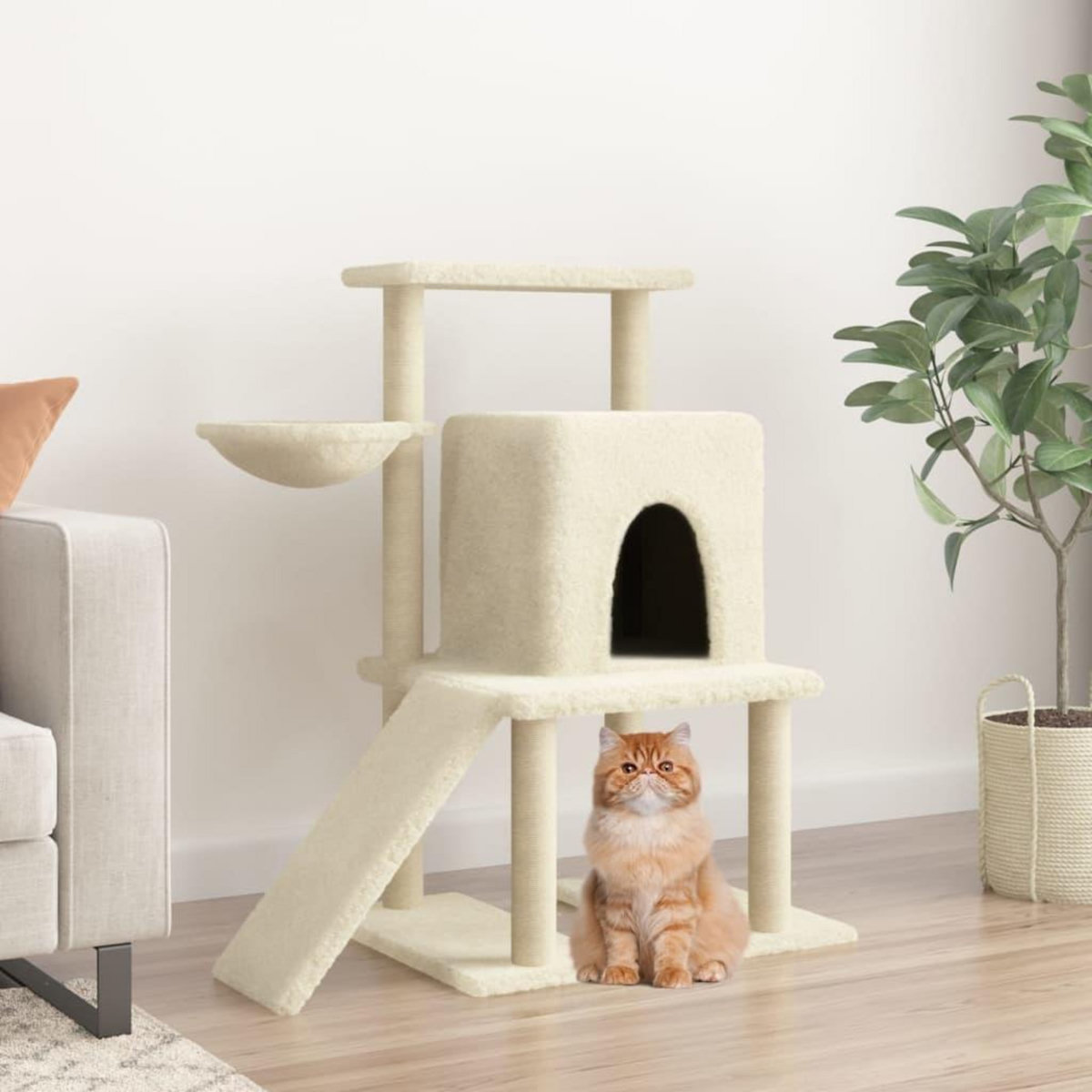 VIDAXL Arbre a chat avec griffoirs en sisal Creme 96,5 cm