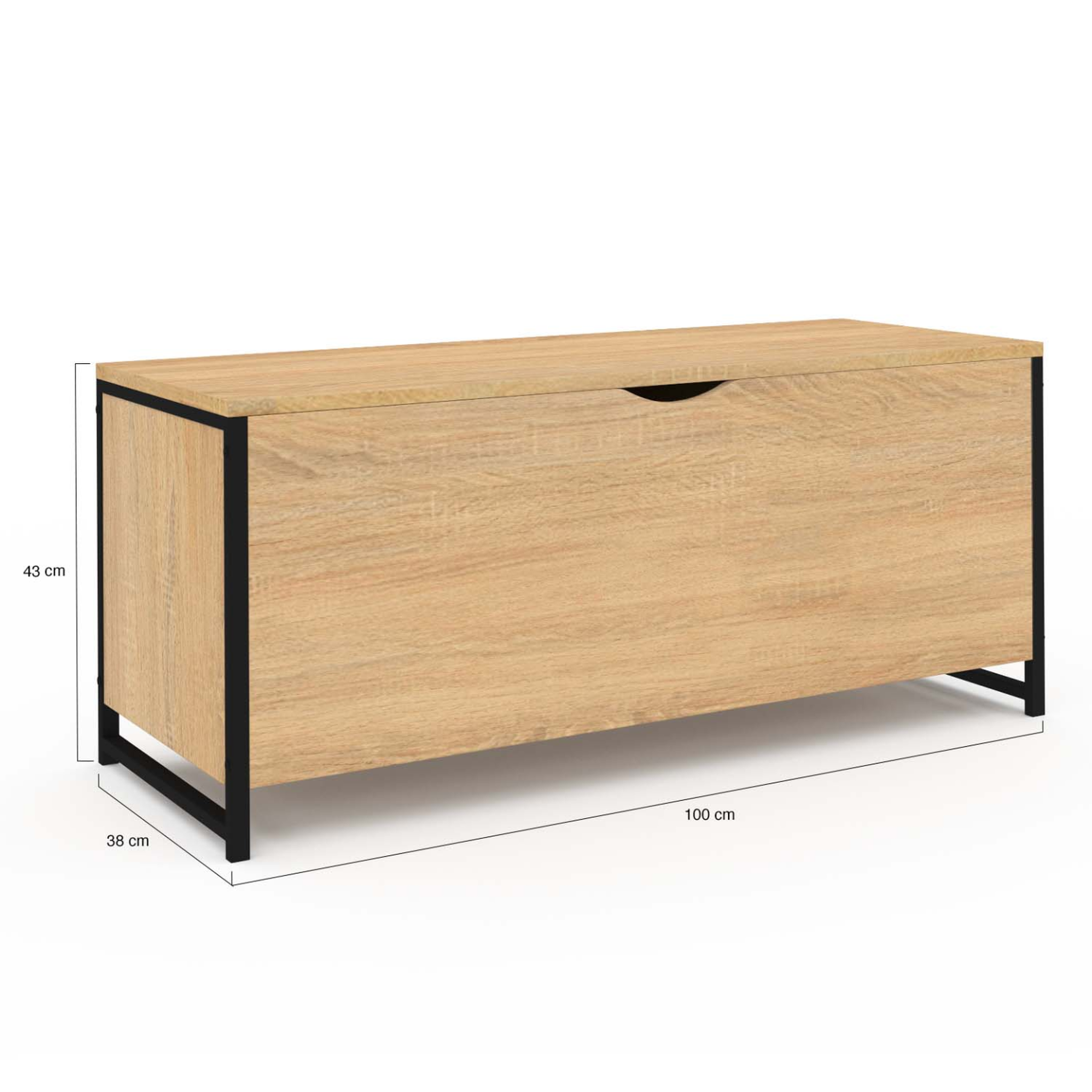 Voir la diapositive 5 : ID MARKET Banc coffre rangement sur pied 100 cm detroit design industriel
