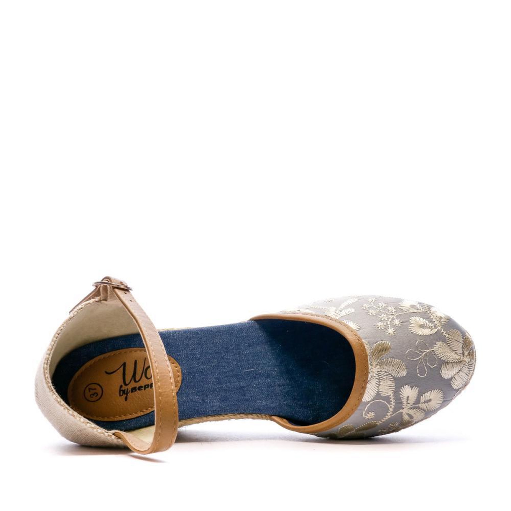 Voir la diapositive 4 : BEPPI Sandales Compensées Bleu/Fleurs Femme Beppi