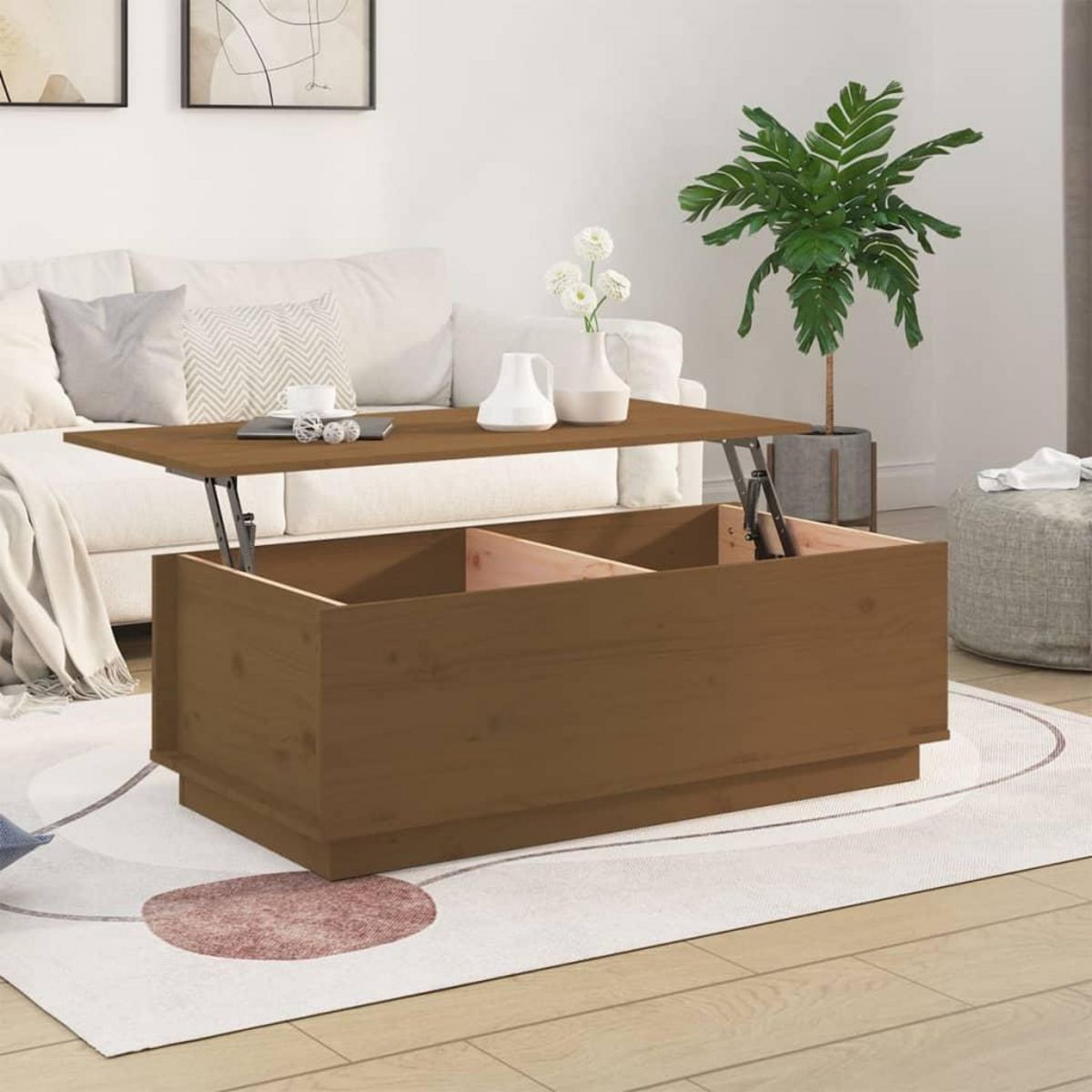 VIDAXL Table basse Marron miel 100x50x35 cm Bois massif de pin