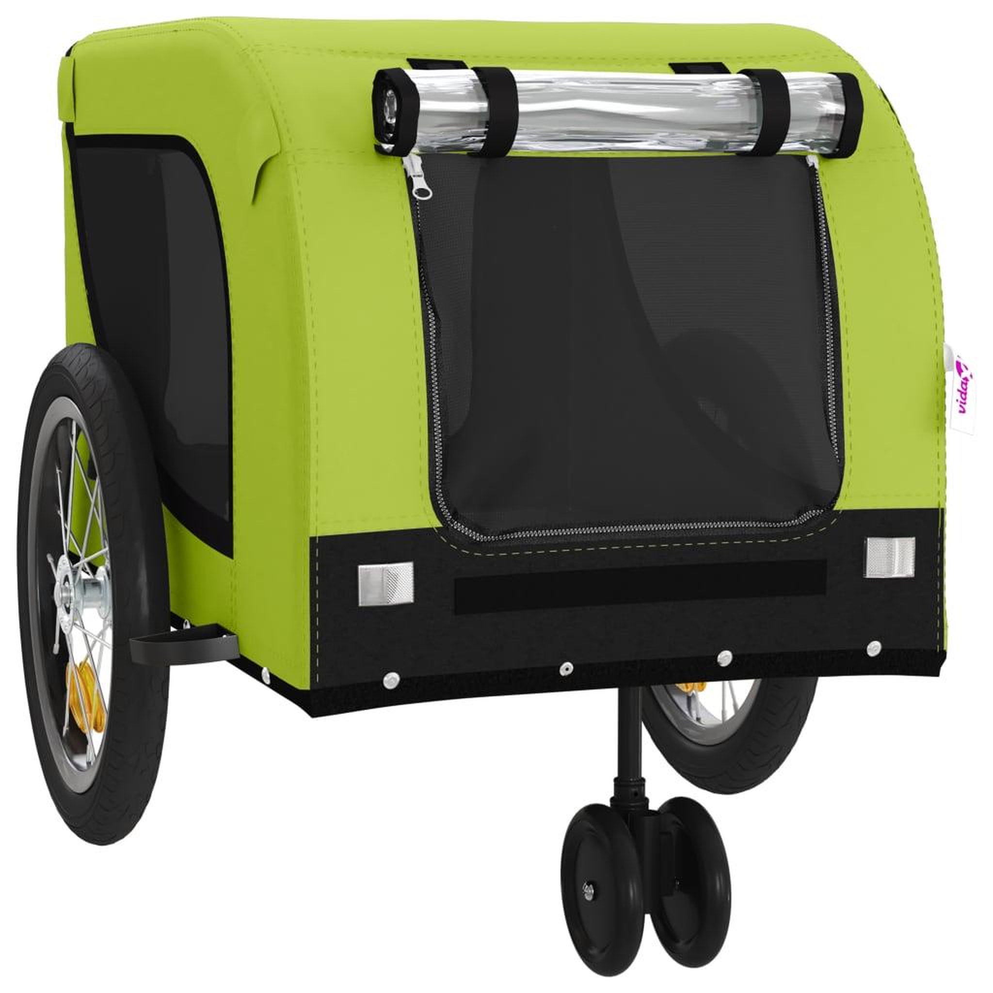 Voir la diapositive 4 : VIDAXL Remorque de velo pour animaux de compagnie vert et noir