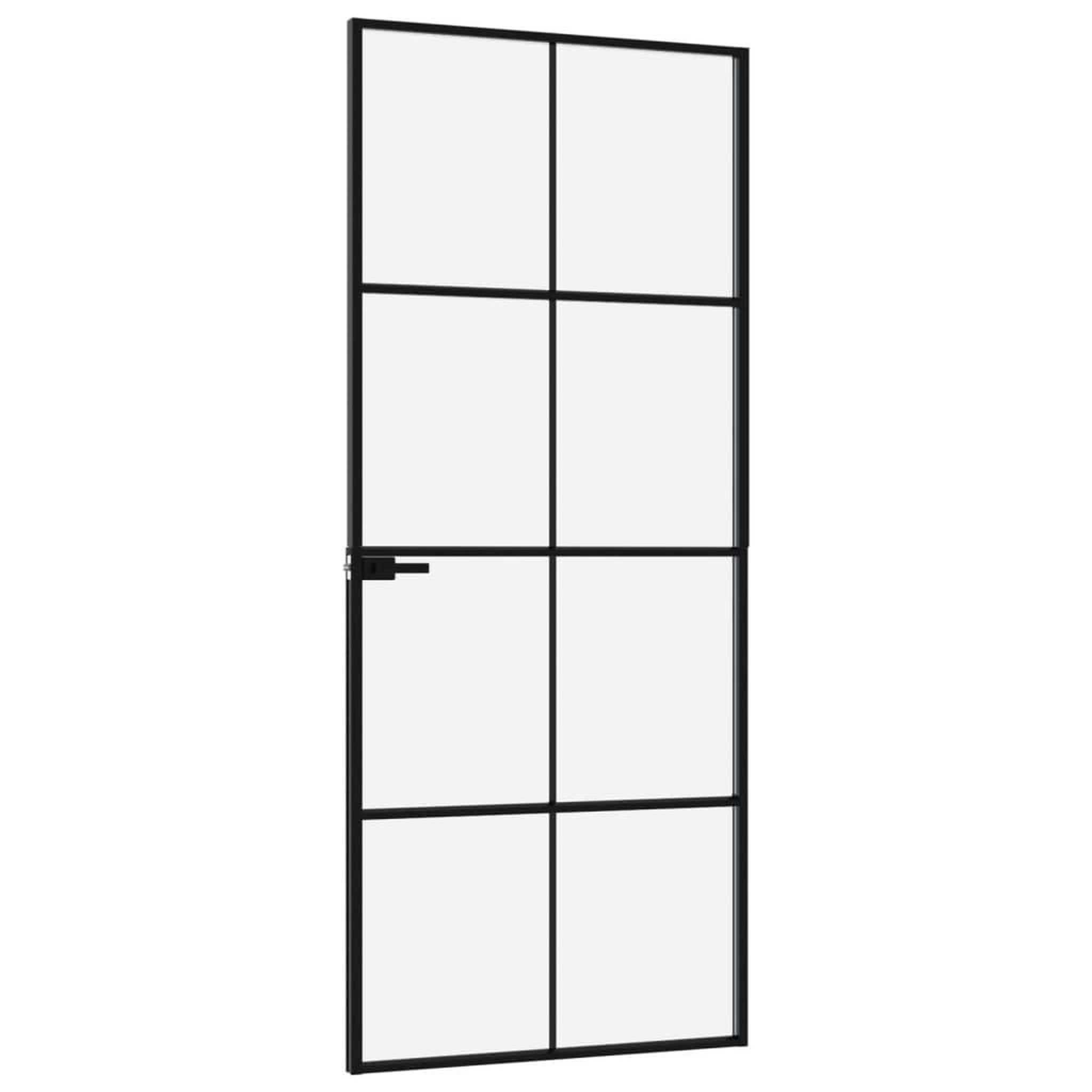 Voir la diapositive 4 : VIDAXL Porte d'interieur Noir 83x201,5 cm Trempe verre aluminium fin