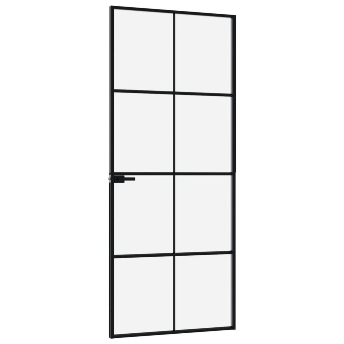 VIDAXL Porte d'interieur Noir 83x201,5 cm Trempe verre aluminium fin