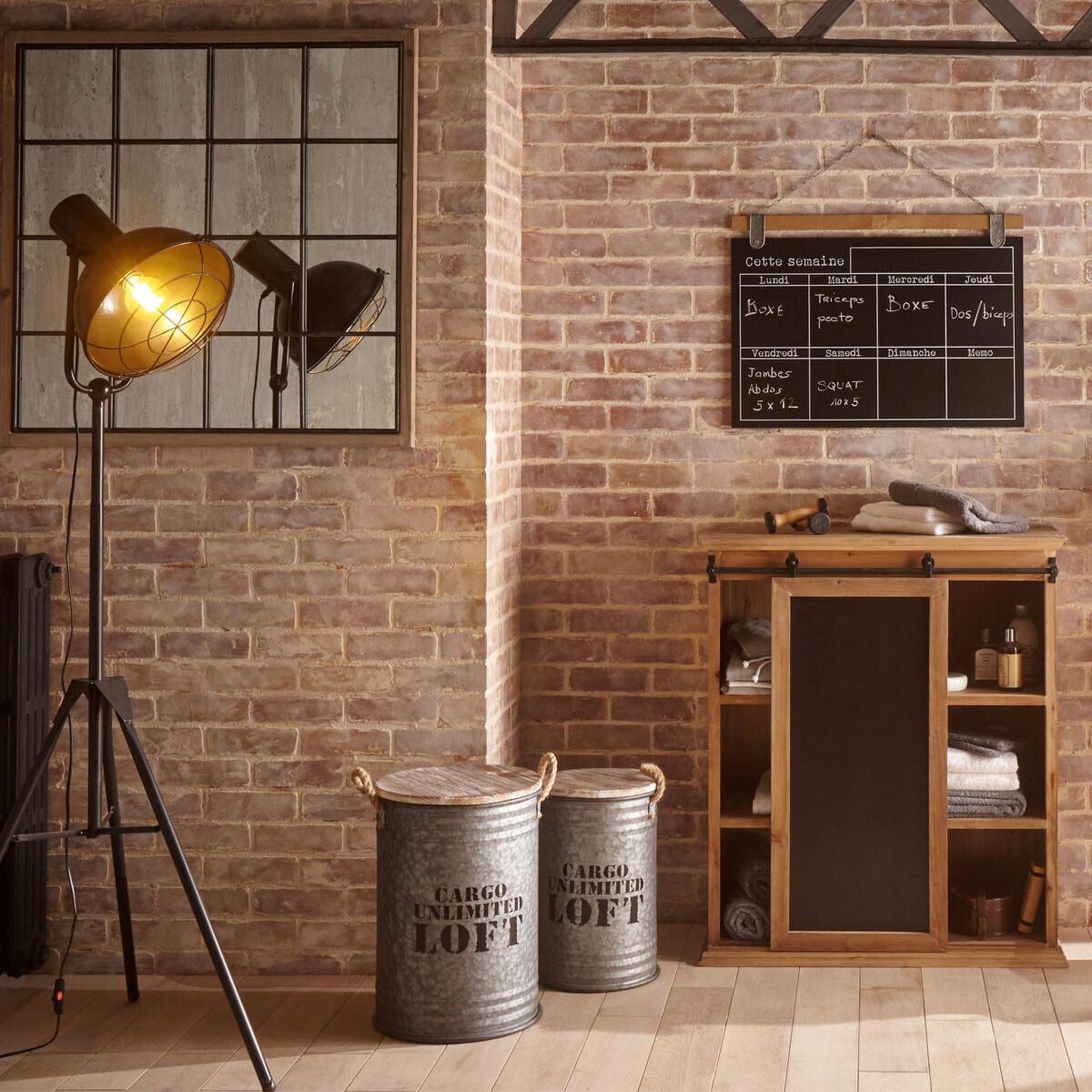 Voir la diapositive 5 : ATMOSPHERA Lot de 3 Coffres Bidon Design  Loft  51cm Gris
