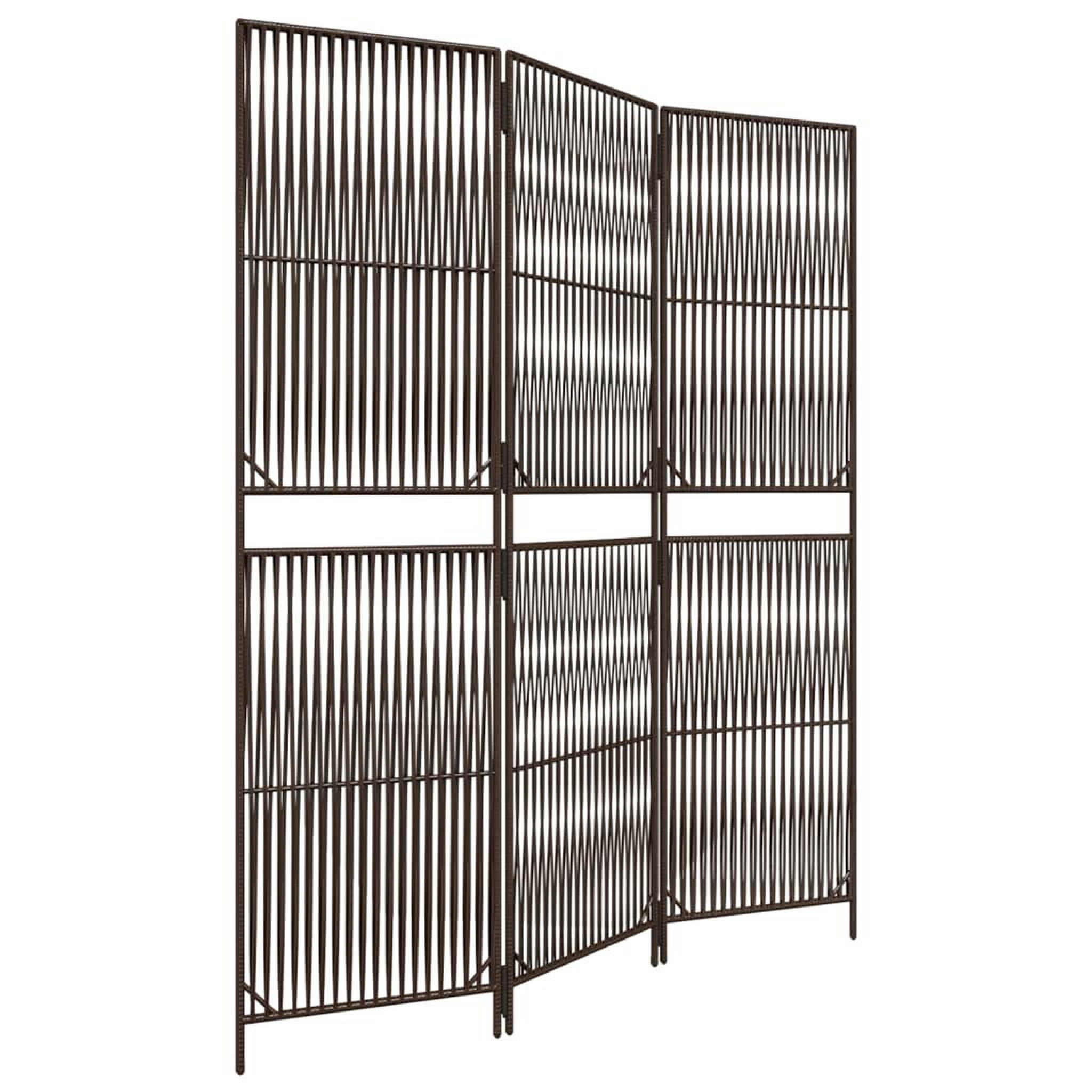 Voir la diapositive 2 : VIDAXL Cloison de separation 3 panneaux marron resine tressee