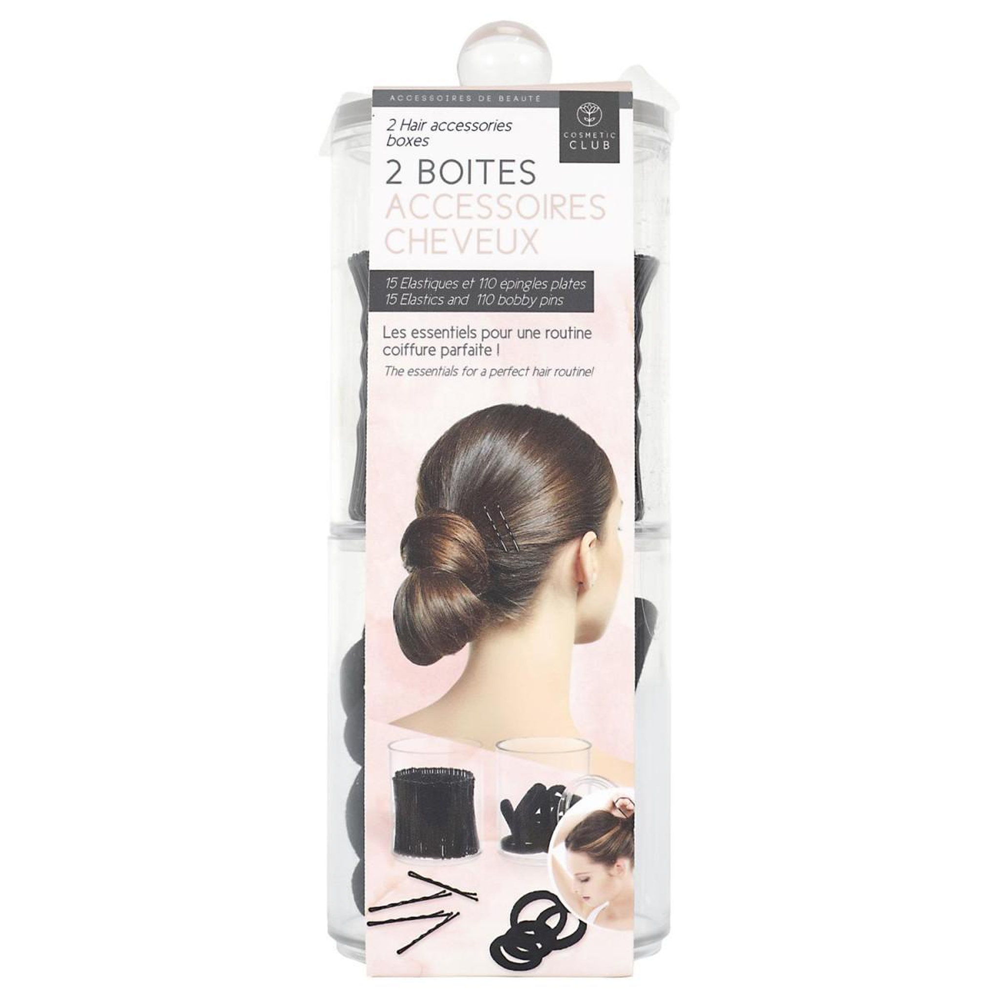 Voir la diapositive 3 : Cosmetic Club Lot de 2 boîtes accessoires cheveux  anna  19cm transparent