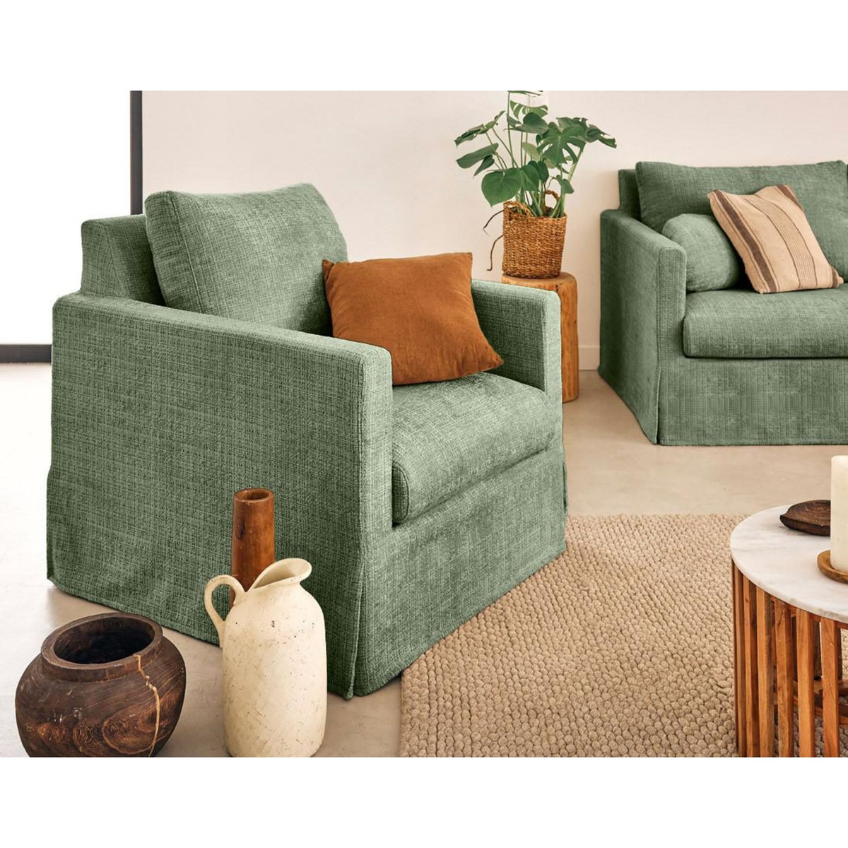 LISA DESIGN Serena - fauteuil déhoussable en velours texturé