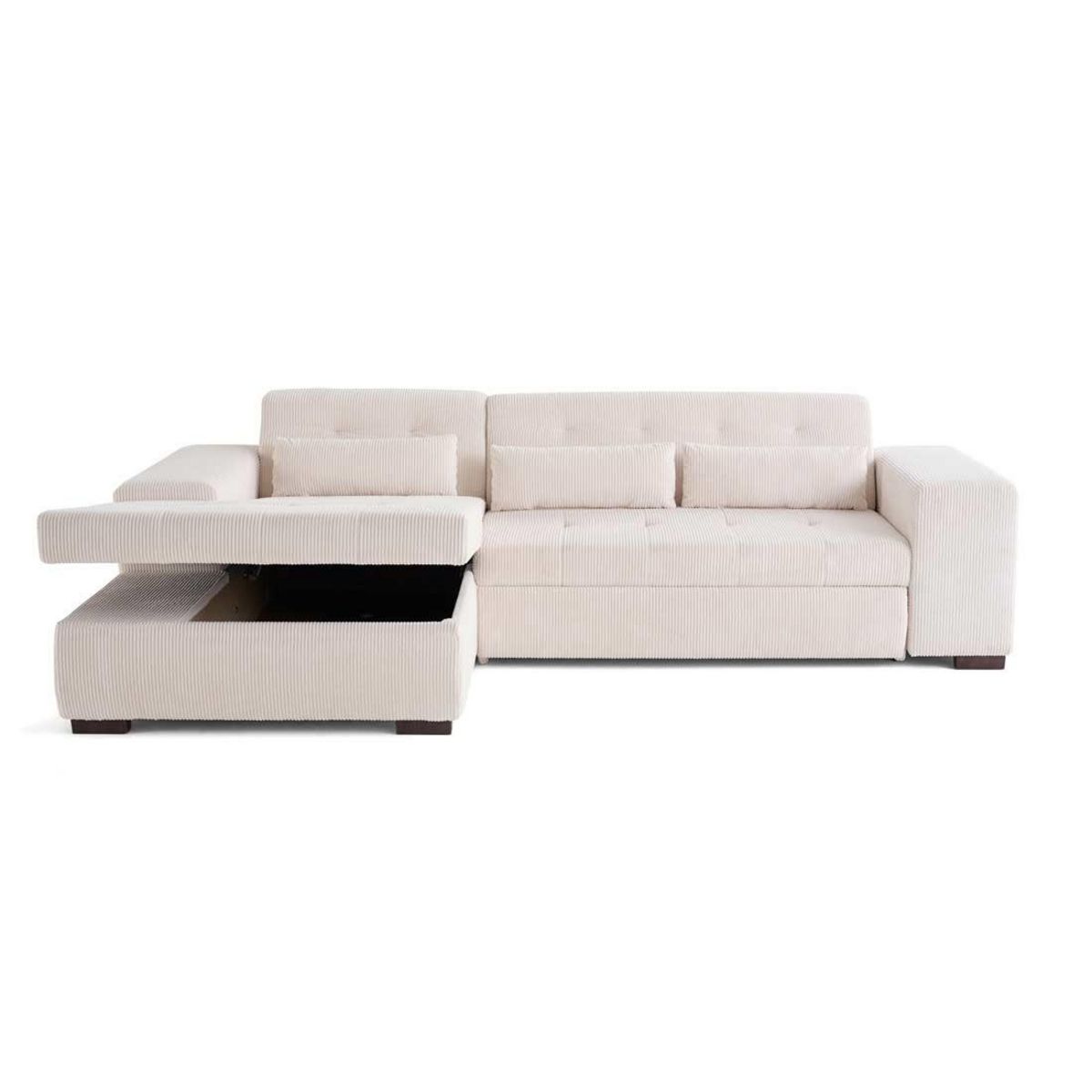 LISA DESIGN Vermont - canapé d'angle gauche - 4 places - convertible avec coffre - en velours côtelé