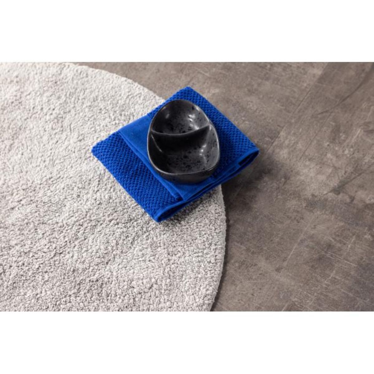 Paris Prix Tapis Rond de Salle de Bain  Valle  60cm Gris Clair