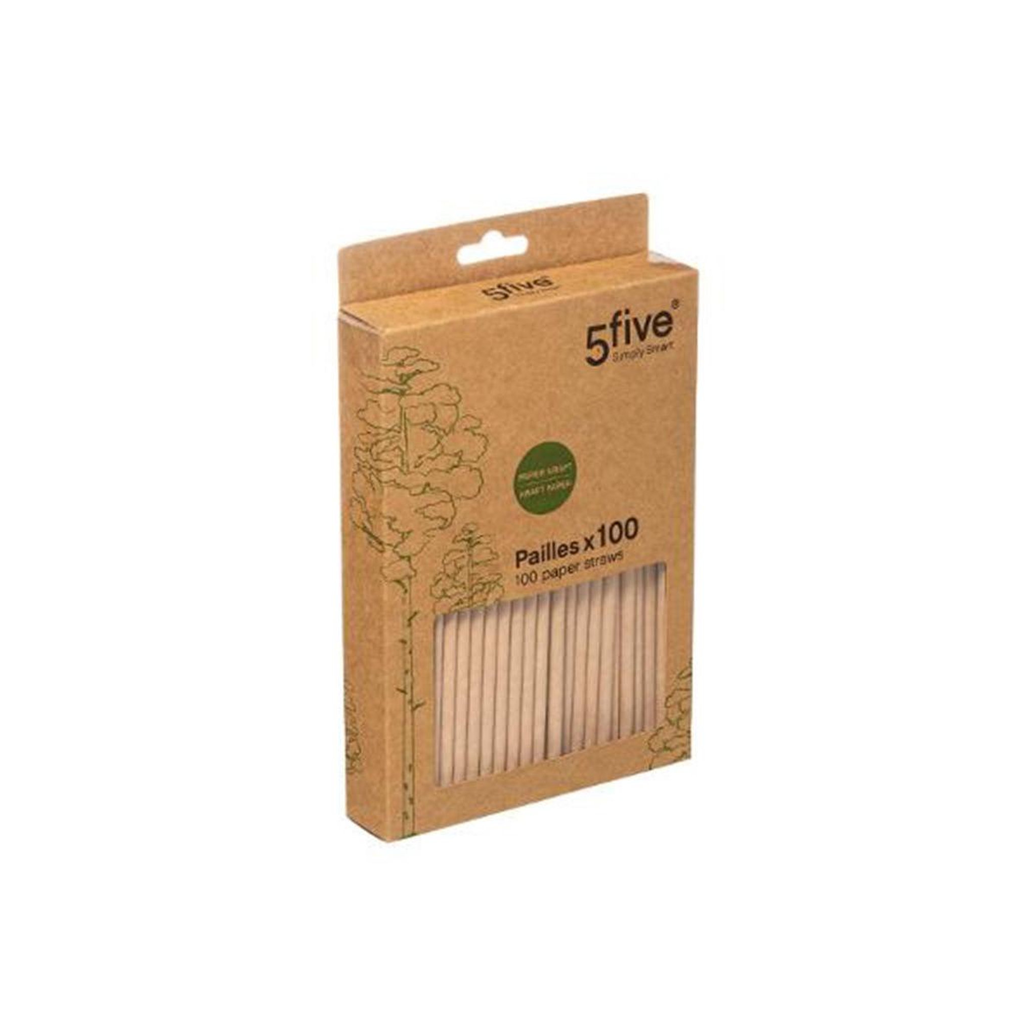 Voir la diapositive 1 : FIVE Lot de 100 Pailles en Carton  Kraft  20cm Naturel