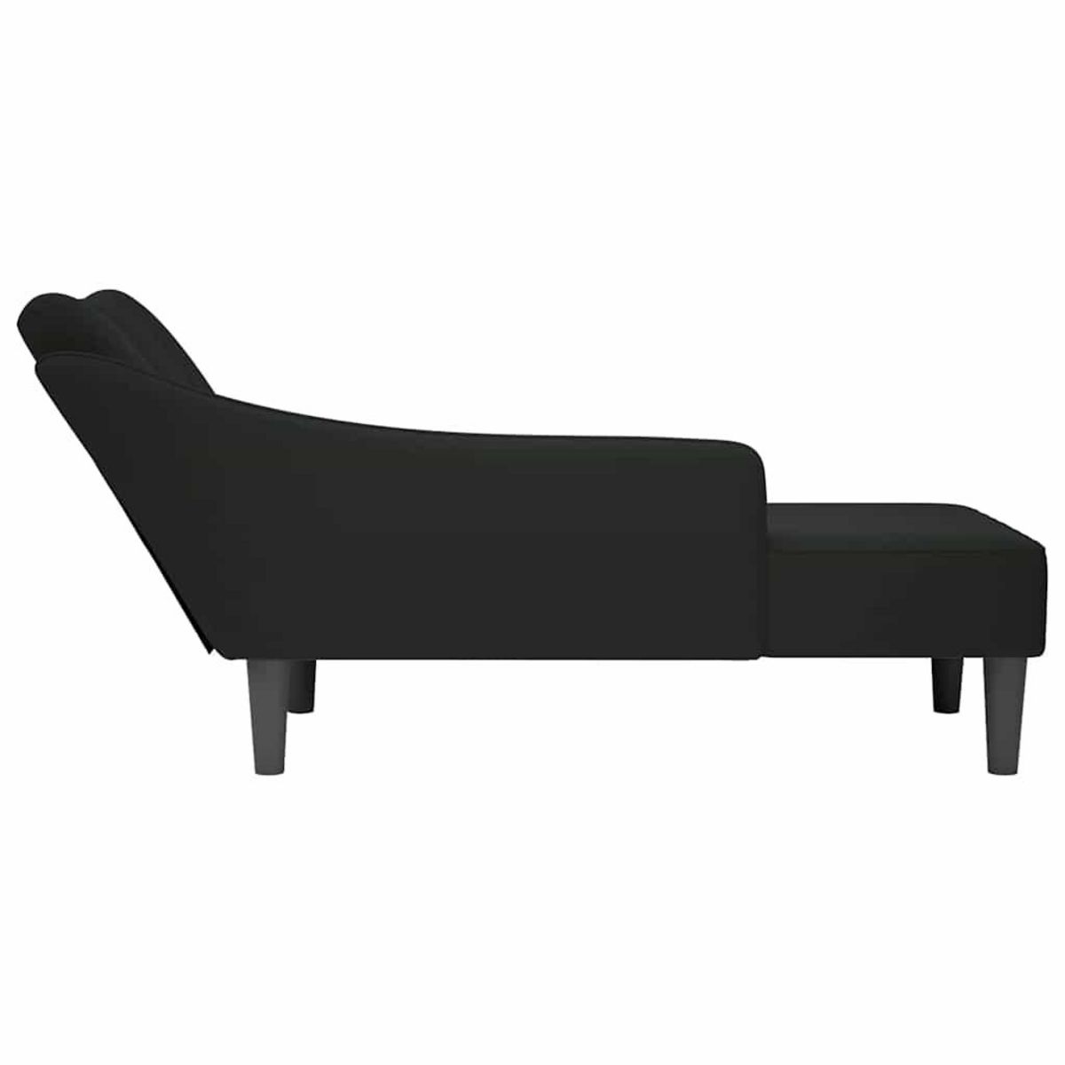 VIDAXL Fauteuil long avec accoudoir droit noir velours