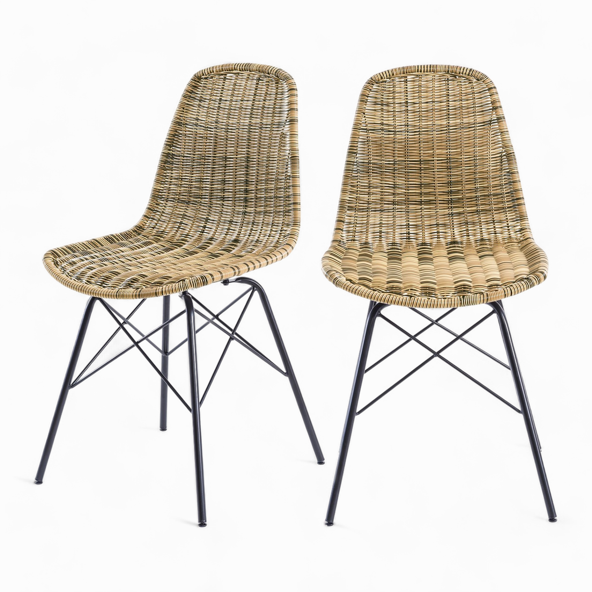 MAISON PAVANE Lot de 2 chaises de jardin en résine tressée marron-tiptur