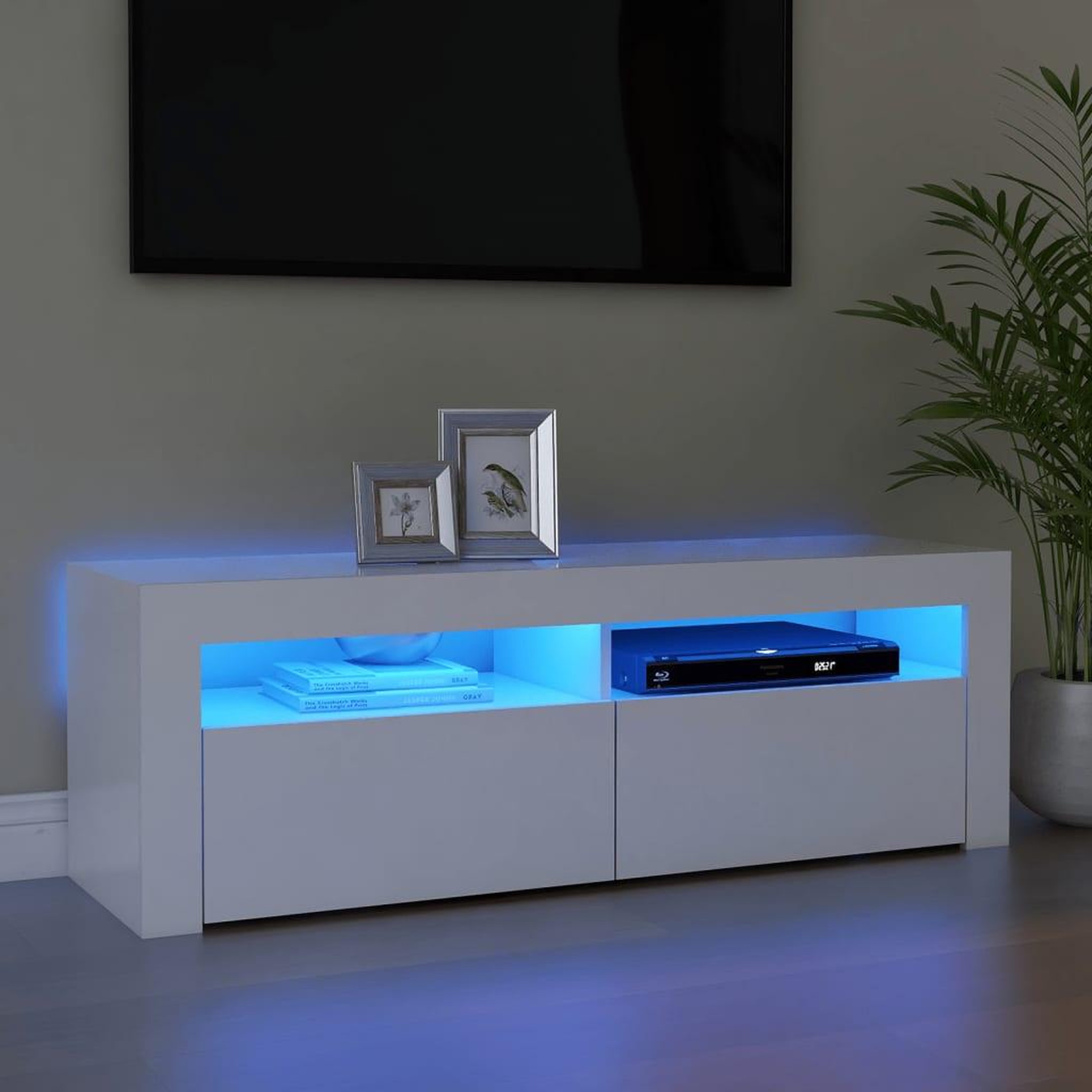 Voir la diapositive 1 : VIDAXL Meuble TV avec lumieres LED blanc 120x35x40 cm