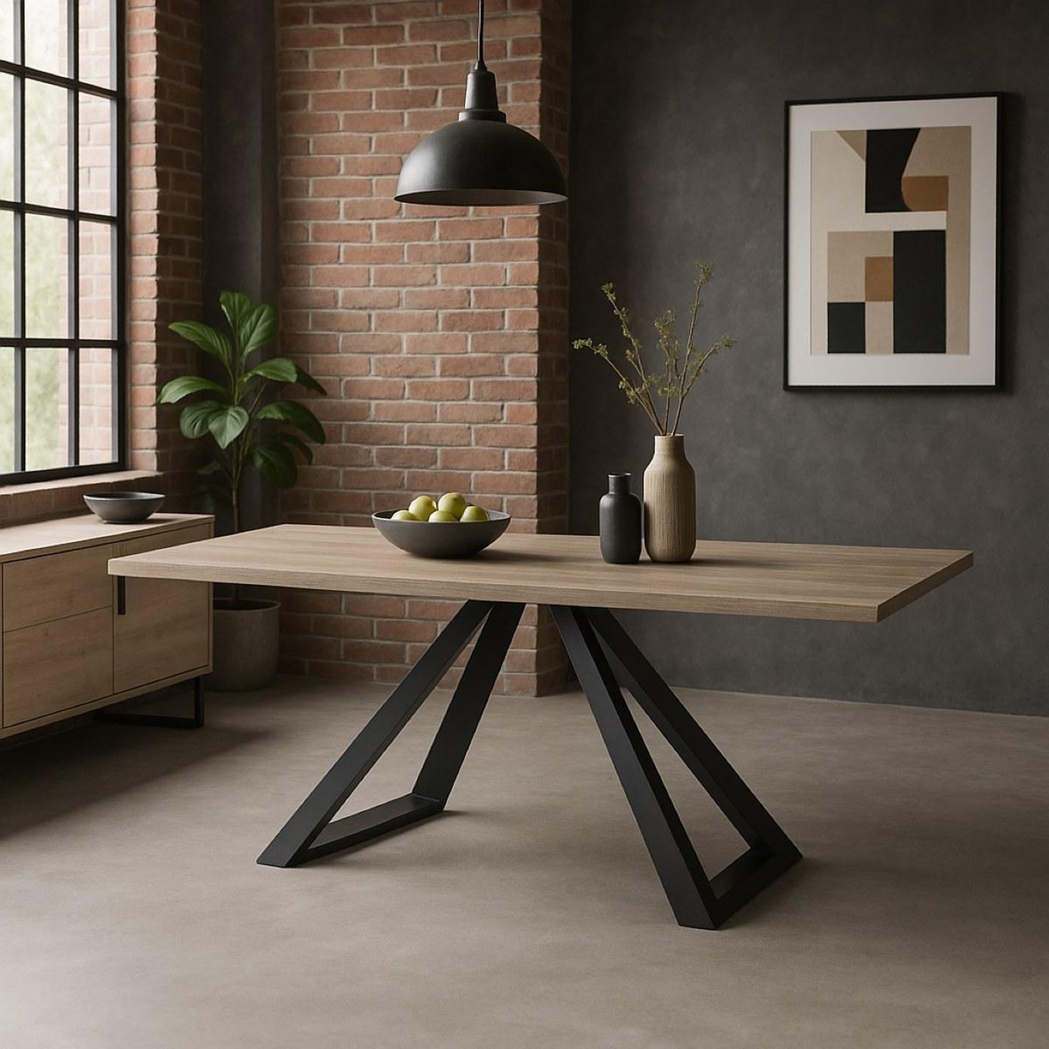 Voir la diapositive 2 : JLC KREATION Table à manger contemporaine fixe l 240cm décor chêne pero