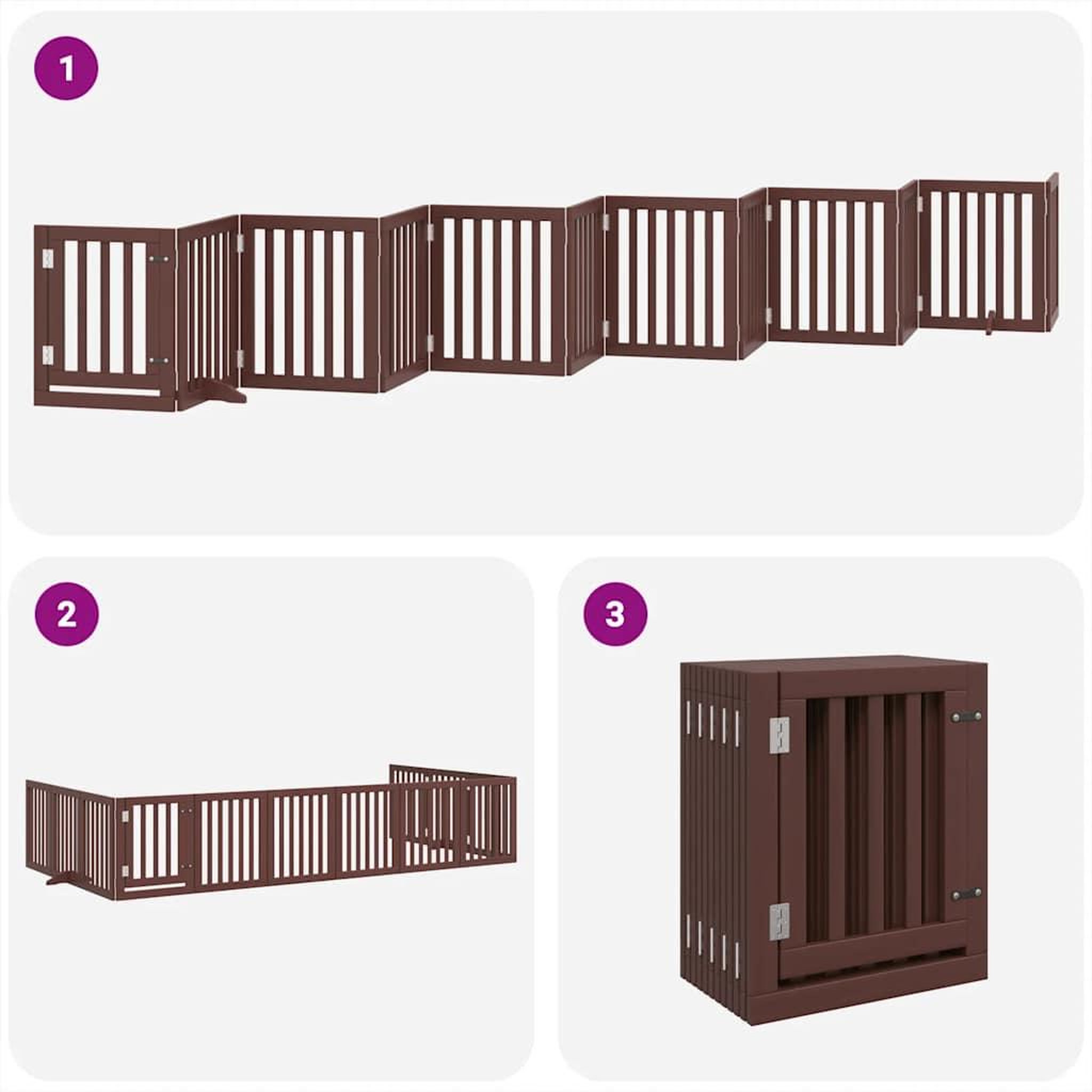 Voir la diapositive 5 : VIDAXL Barriere pour chien porte pliable 12 panneaux bois de peuplier