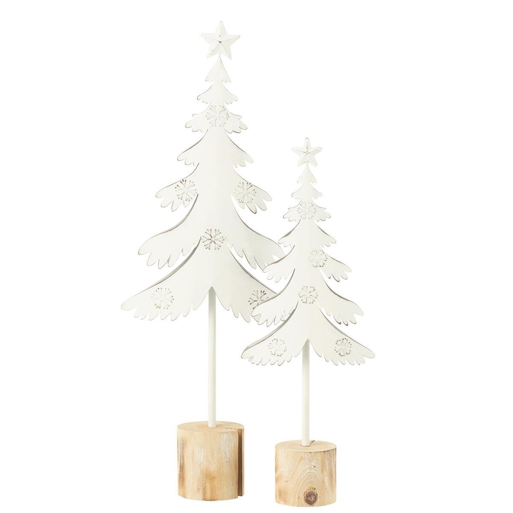 Voir la diapositive 3 : J-LINE Sapin de noël déco sur pied  étoile  52cm blanc