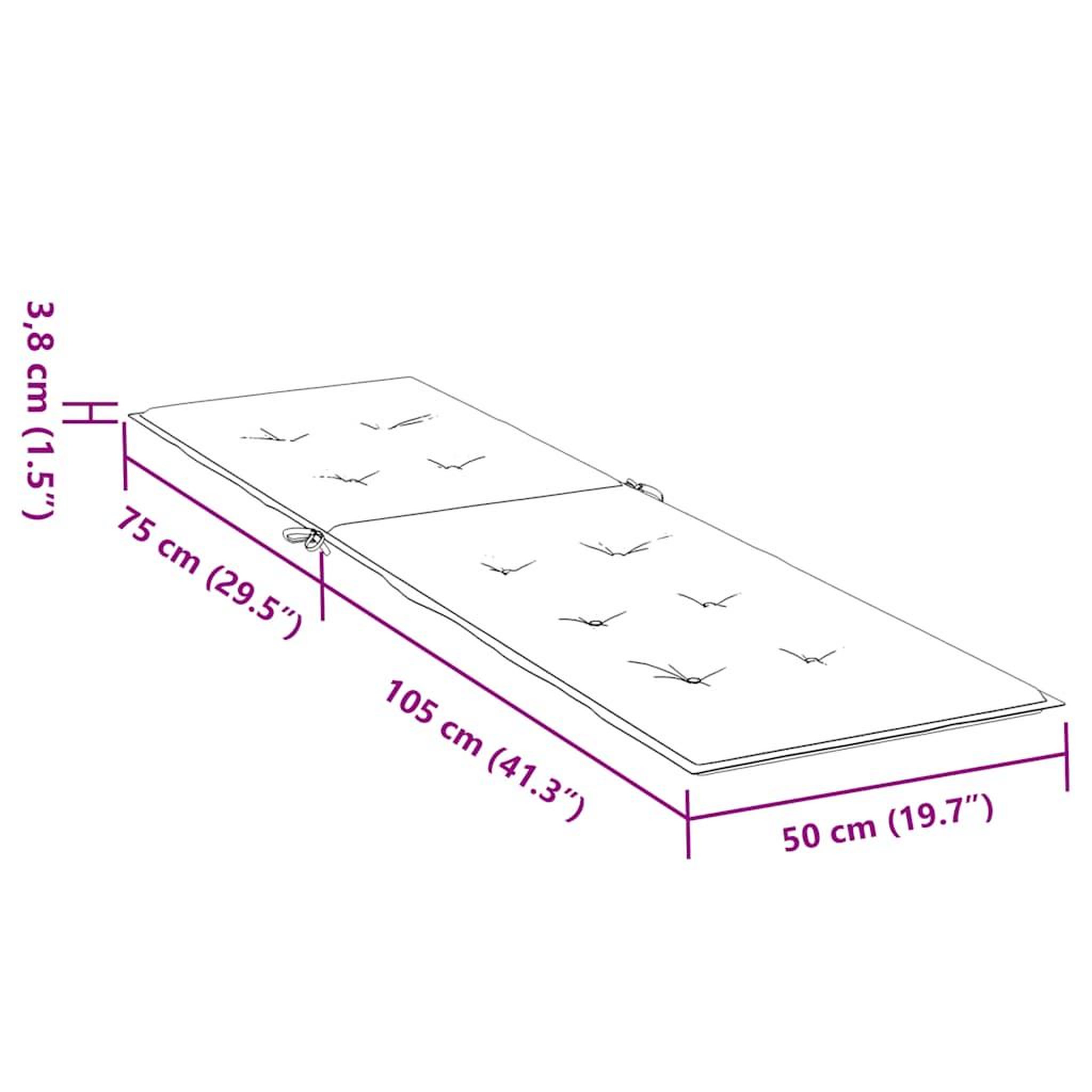 Voir la diapositive 6 : VIDAXL Coussin de chaise de terrasse carreaux rouge (75+105)x50x4 cm