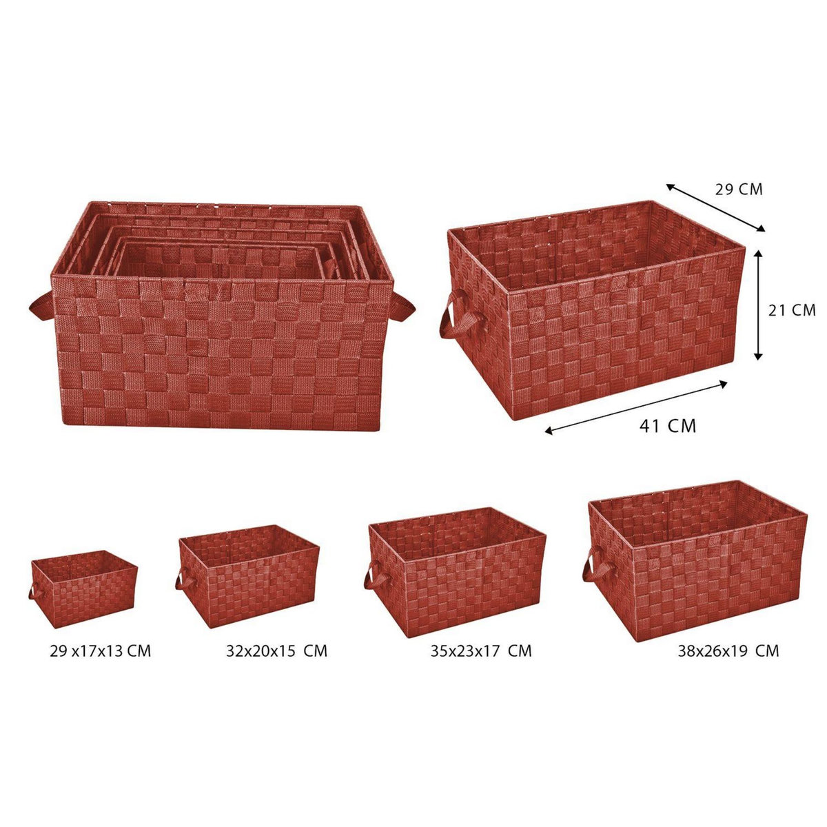 TOILINUX Lot de 5 Paniers avec 2 sangles en Polypropylène et Métal